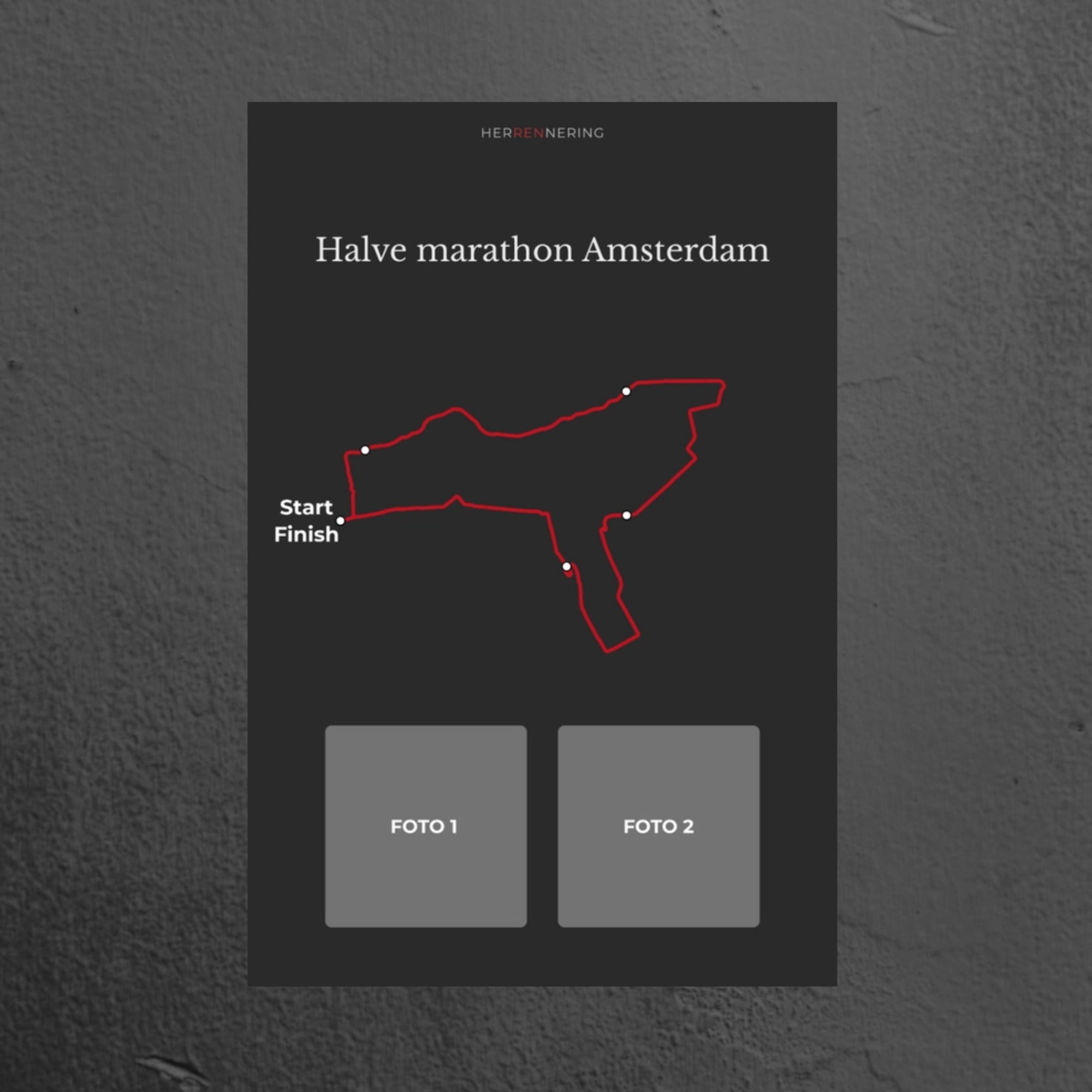 Halve marathon Amsterdam (Grijs) - Gepersonaliseerde Herinneringsplaat