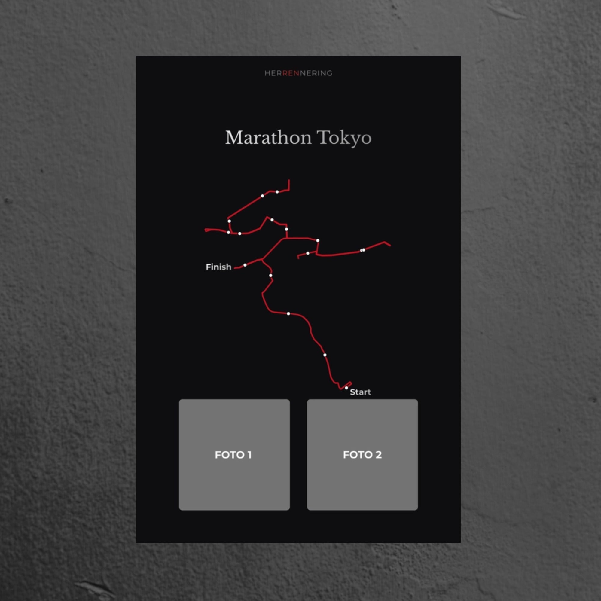 Marathon Tokyo (Zwart) - Gepersonaliseerde Herinneringsplaat