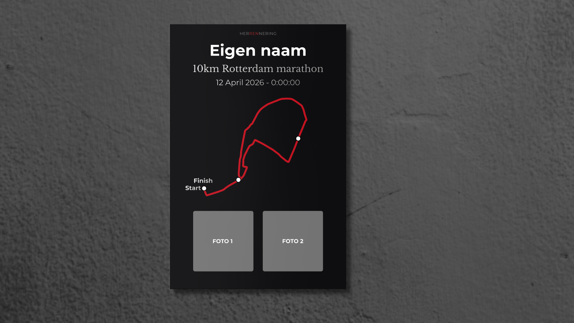 10Km Rotterdam - Gepersonaliseerde Herinneringsplaat