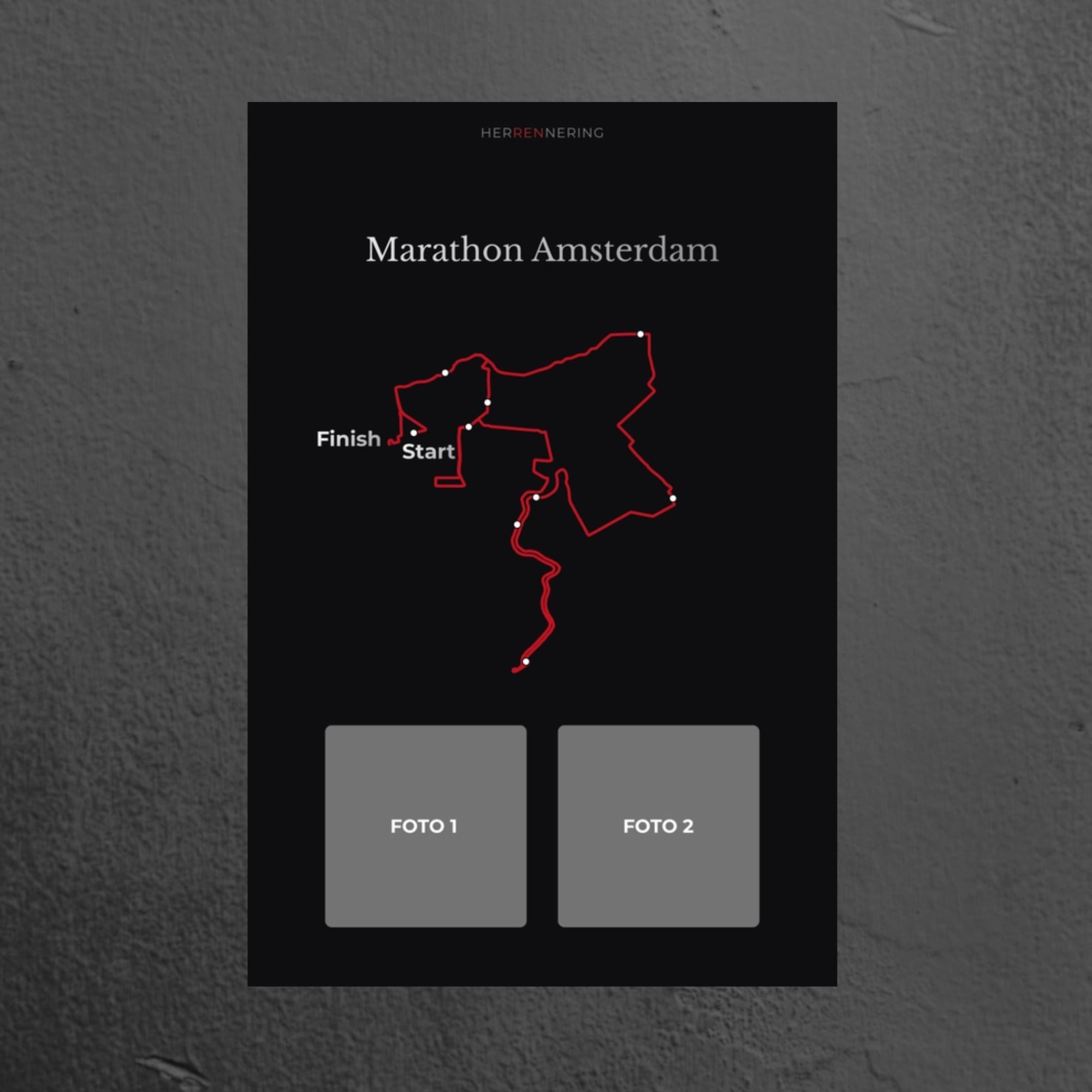 Marathon Amsterdam (Zwart) - Gepersonaliseerde Herinneringsplaat