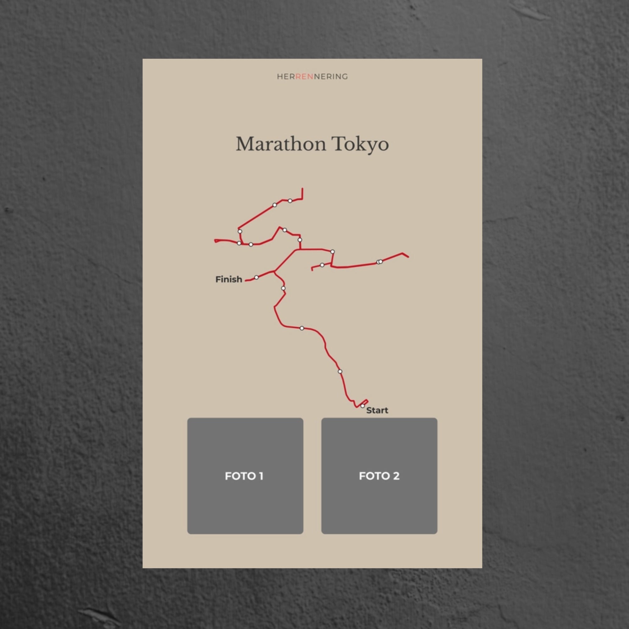 Marathon Tokyo (Beige) - Gepersonaliseerde Herinneringsplaat