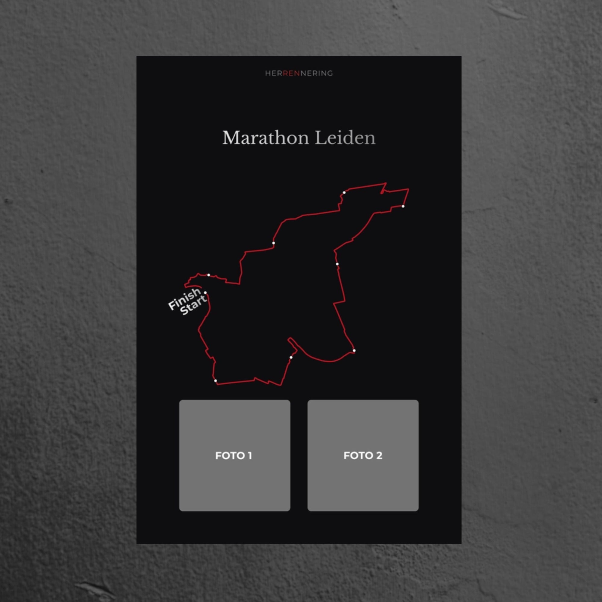 Marathon Leiden (Zwart) - Gepersonaliseerde Herinneringsplaat