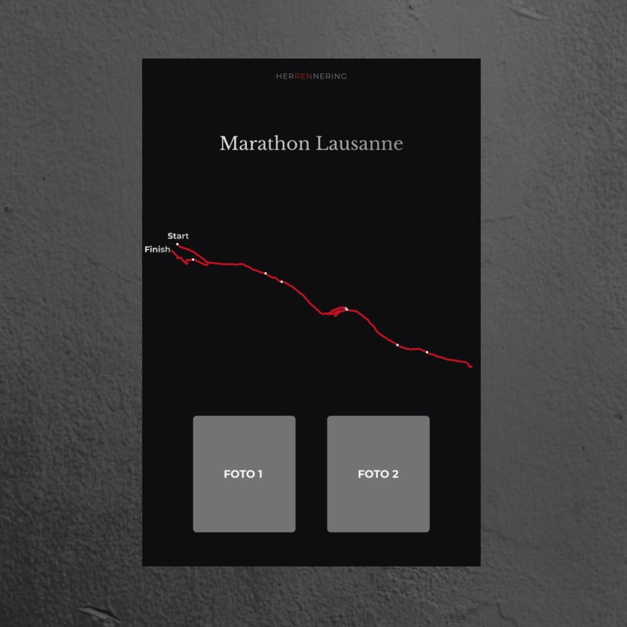 Marathon Lausanne (Zwart) - Gepersonaliseerde Herinneringsplaat