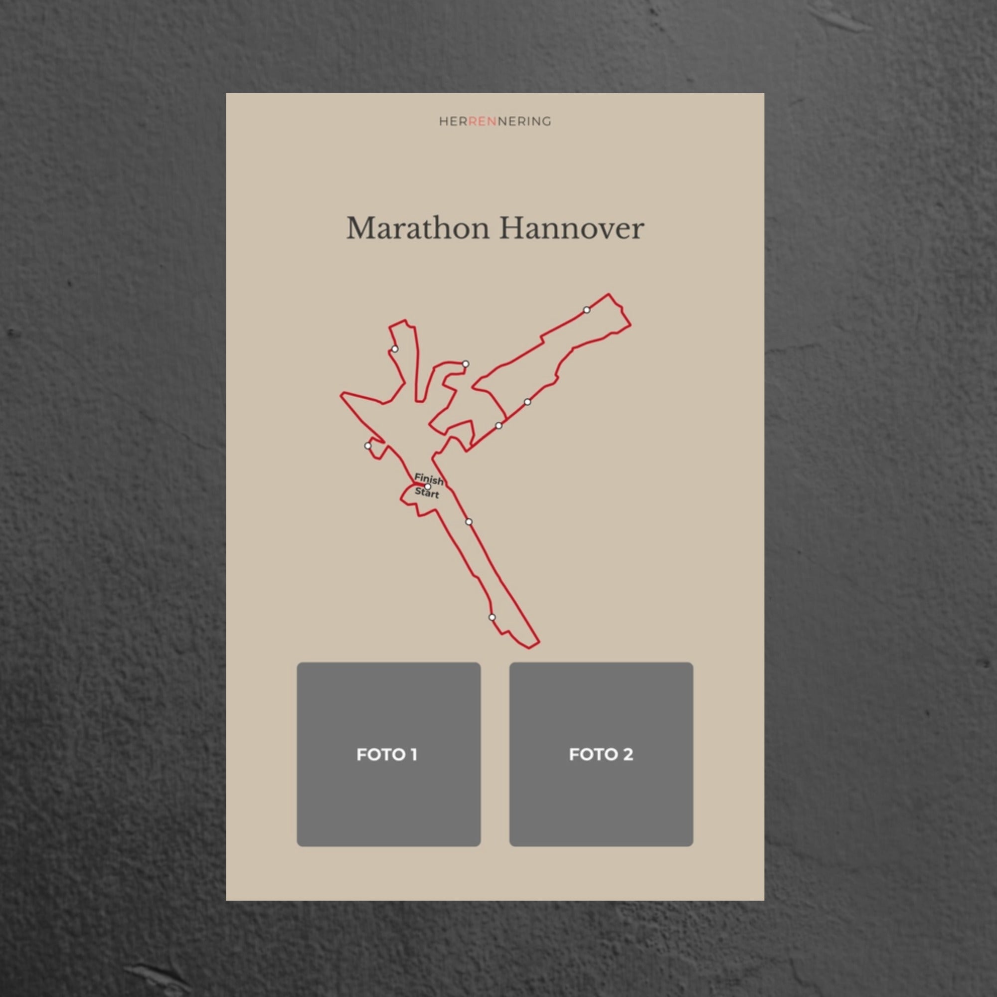 Marathon Hannover (Beige) - Gepersonaliseerde Herinneringsplaat