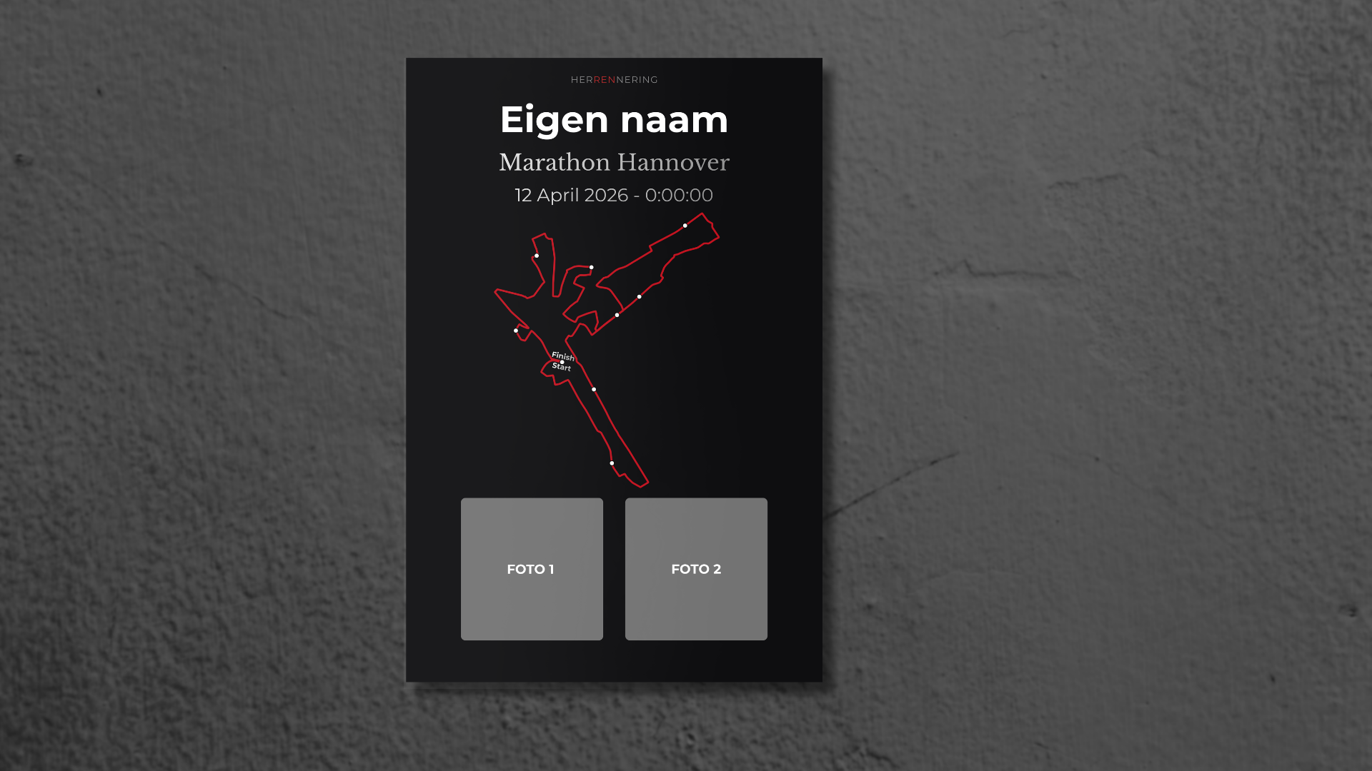 Marathon Hannover - Gepersonaliseerde Herinneringsplaat