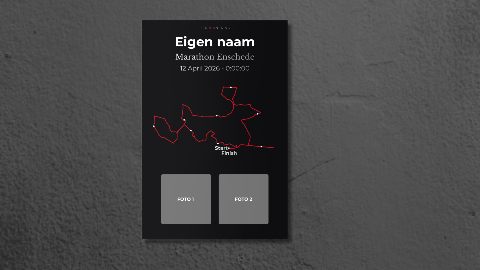 Marathon Enschede - Gepersonaliseerde Herinneringsplaat