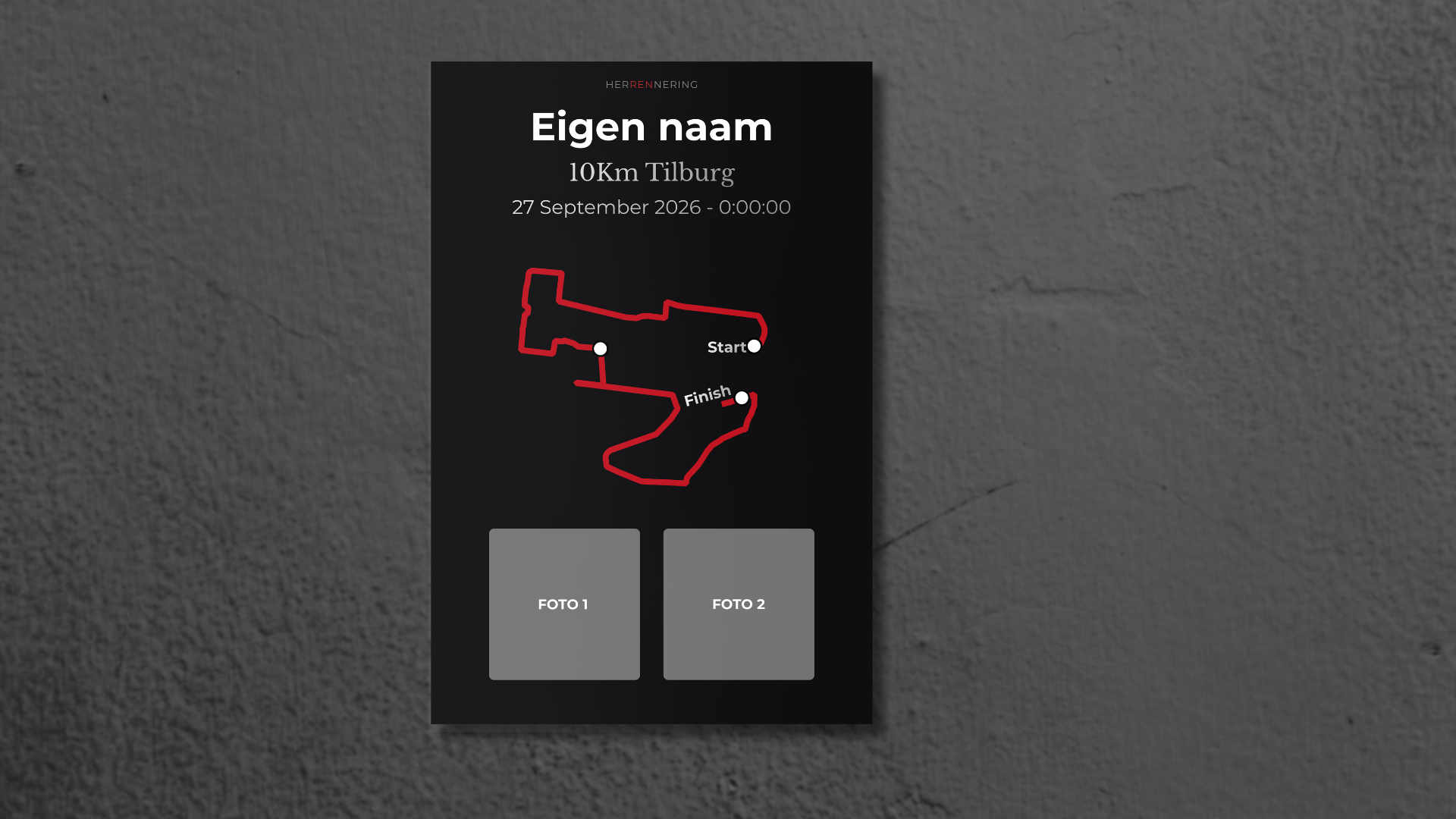 10Km Tilburg - Gepersonaliseerde Herinneringsplaat