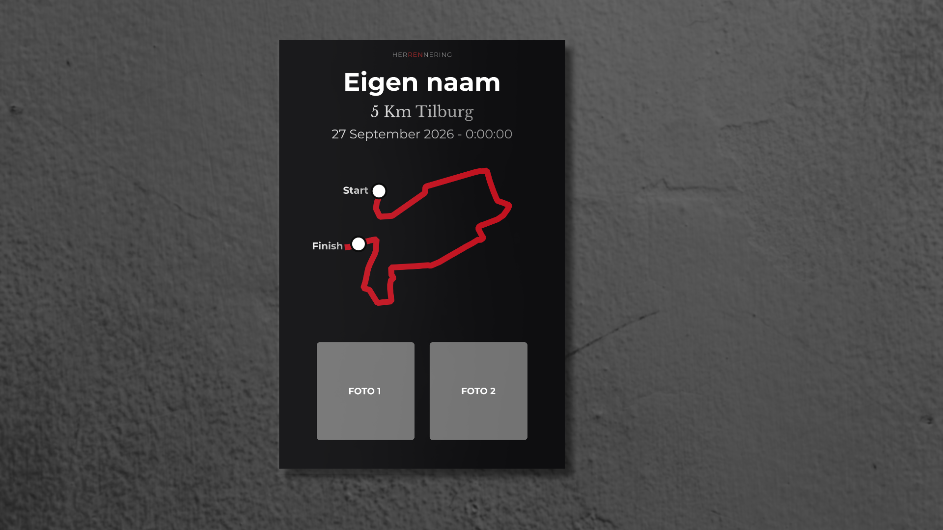 5Km Tilburg - Gepersonaliseerde Herinneringsplaat