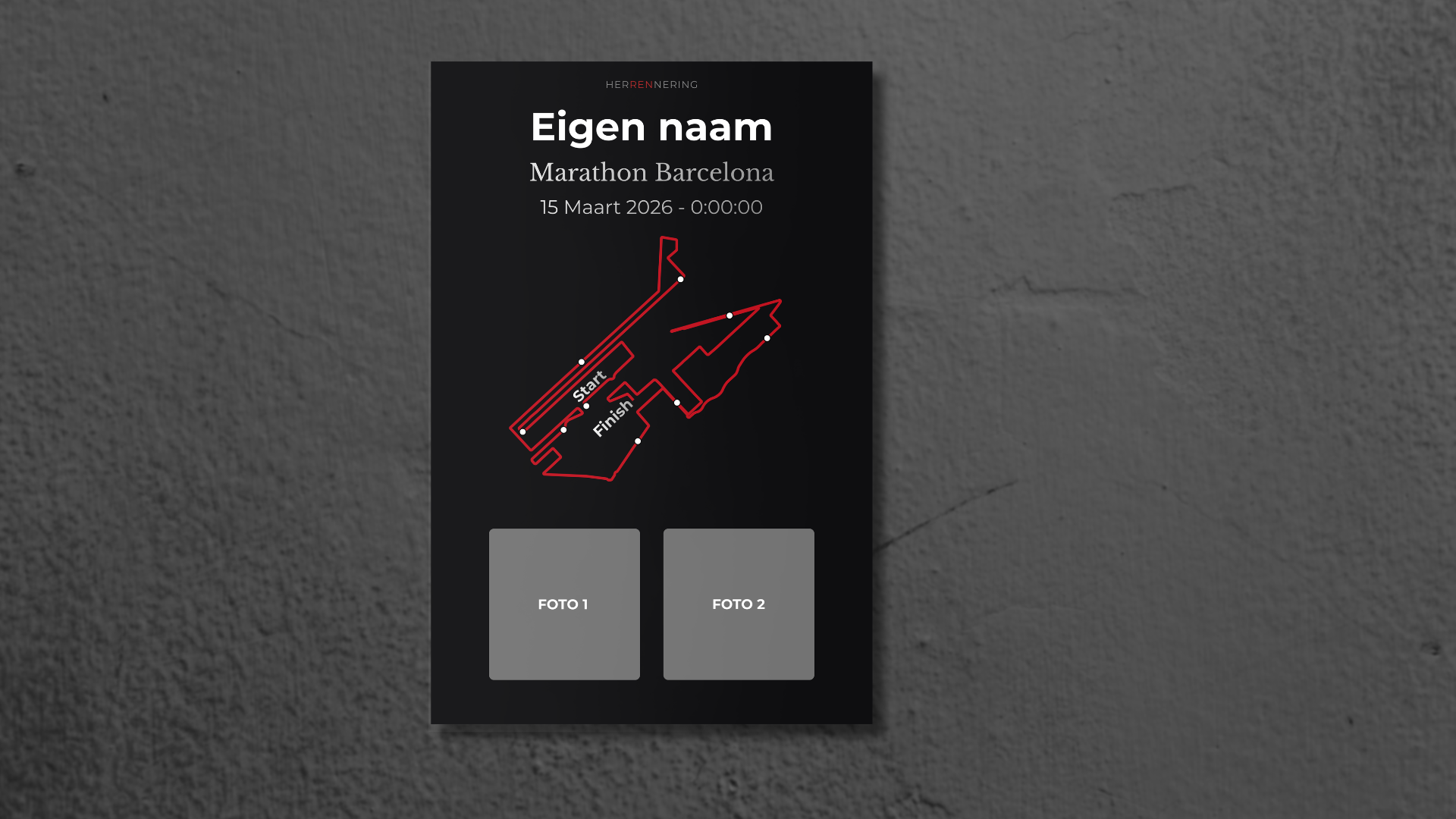 Marathon Barcelona - Gepersonaliseerde Herinneringsplaat