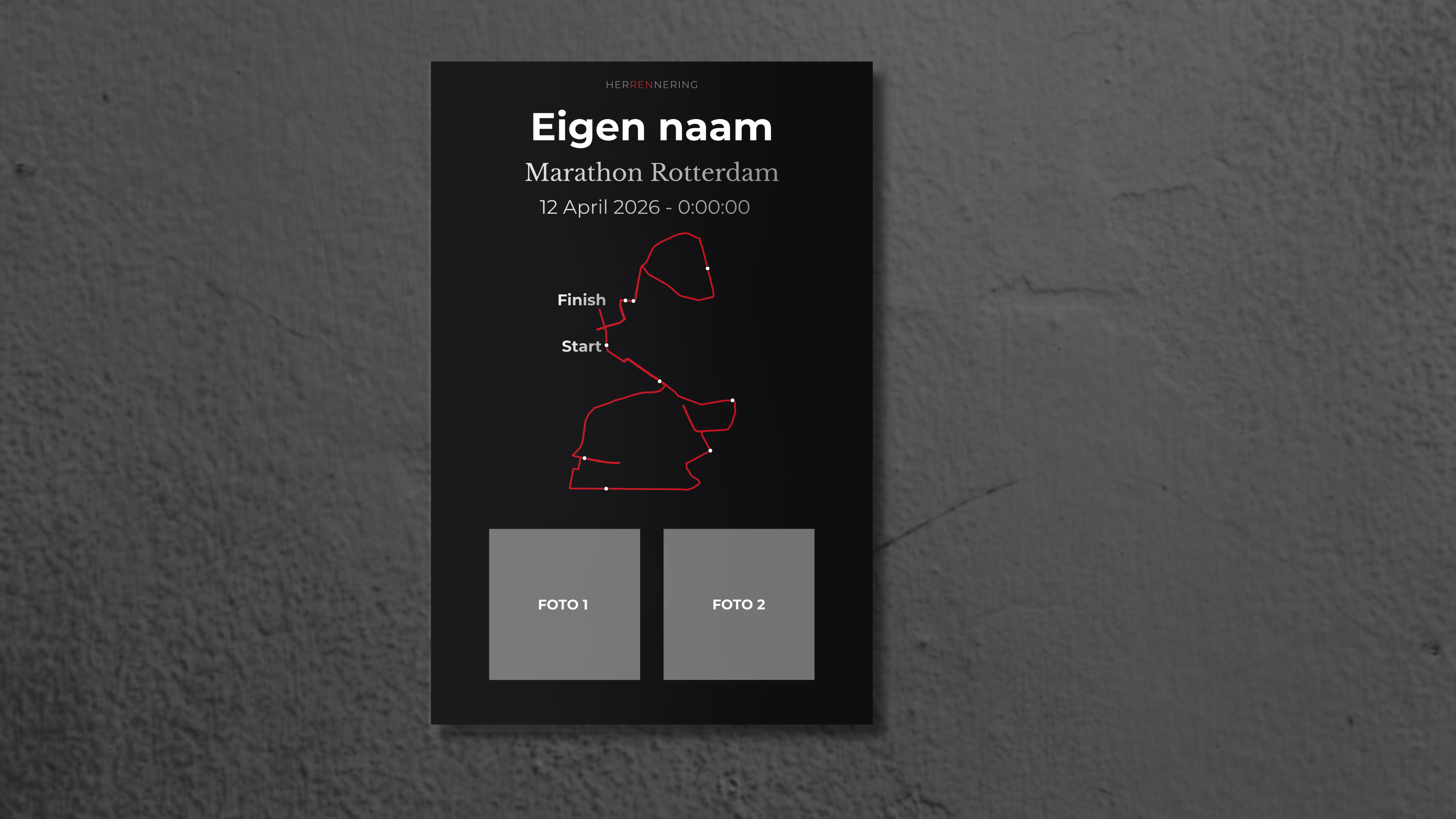 Marathon Rotterdam 2026 - Gepersonaliseerde Herinneringsplaat