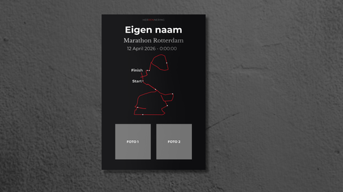 Marathon Rotterdam 2026 - Gepersonaliseerde Herinneringsplaat
