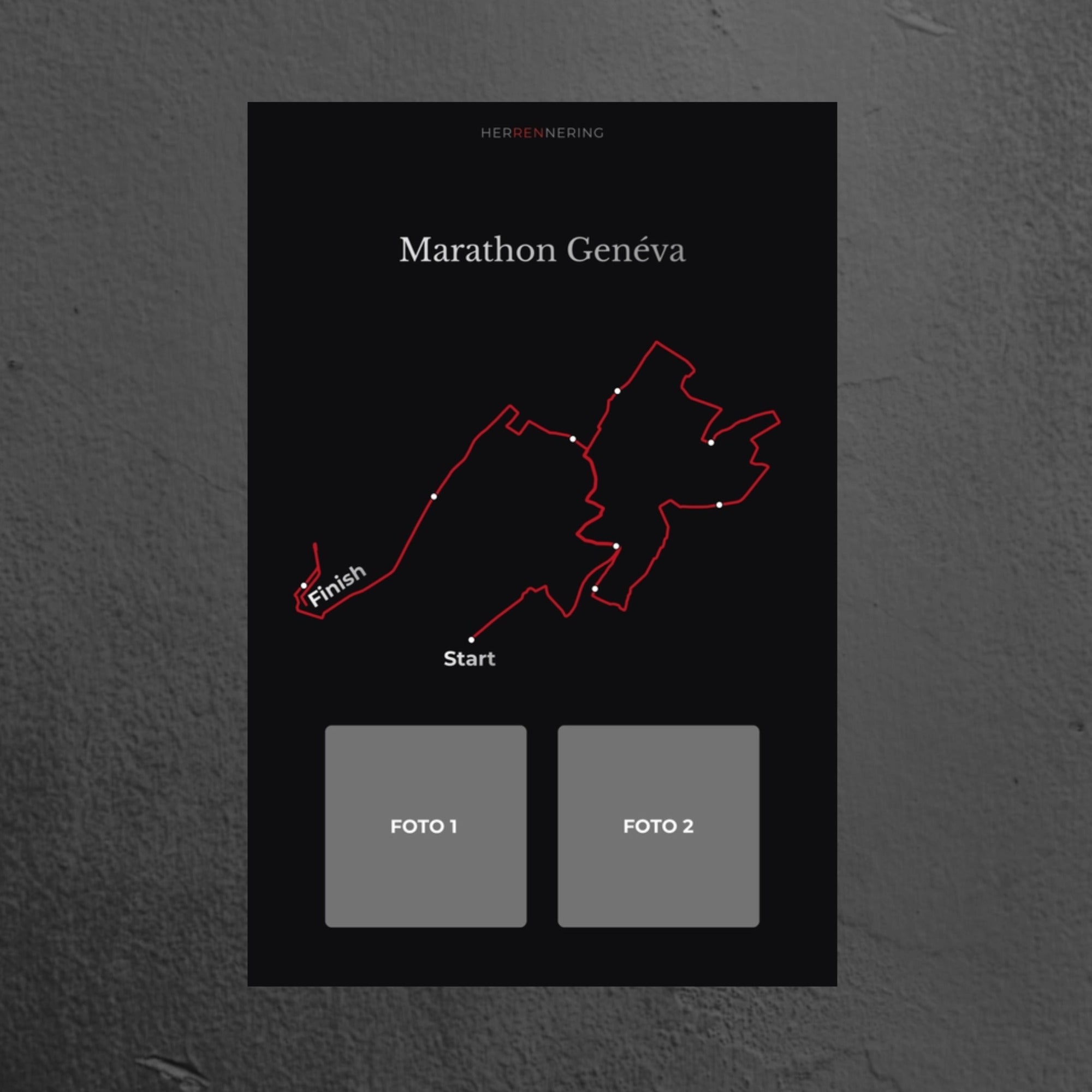 Marathon Geneva (Zwart) - Gepersonaliseerde Herinneringsplaat