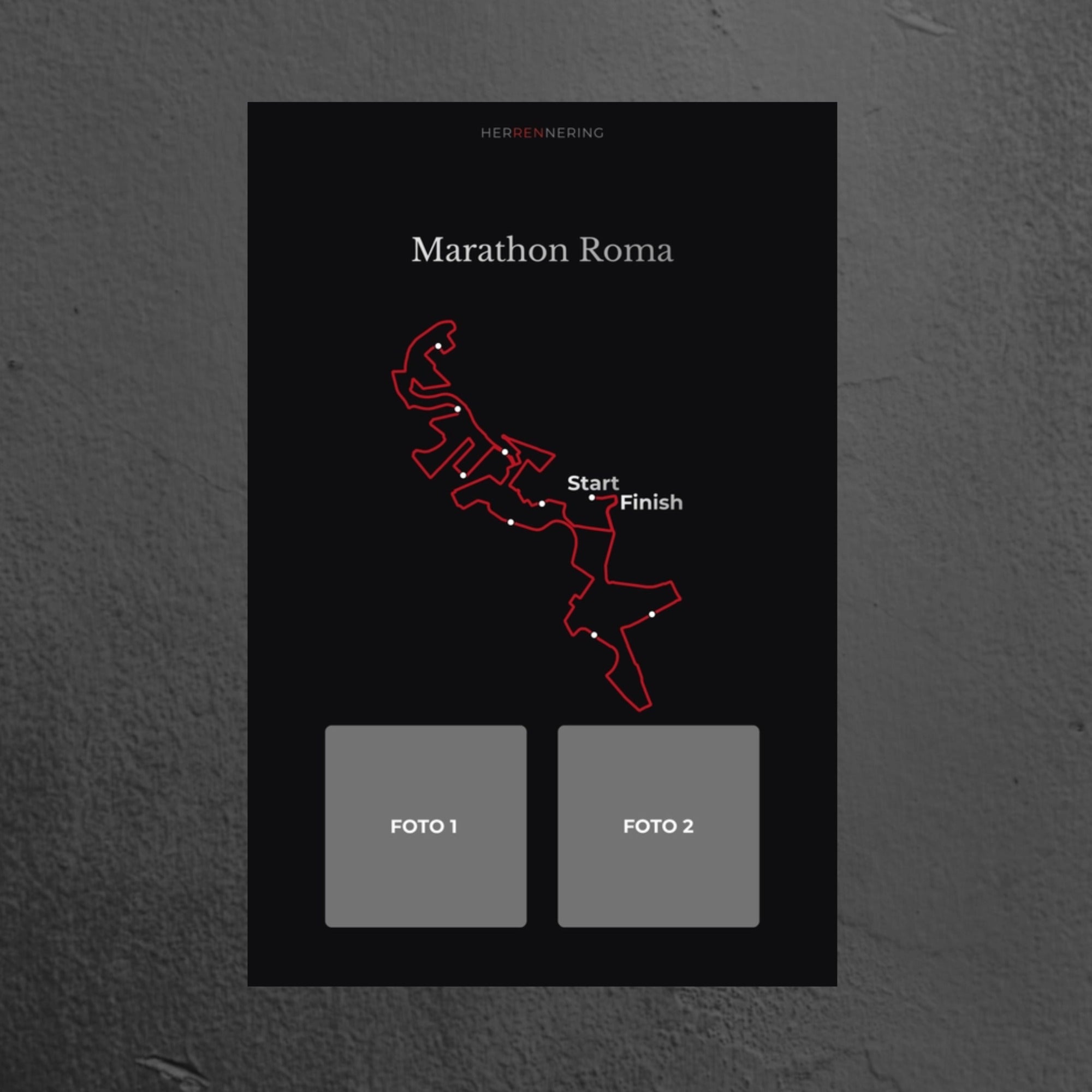 Marathon Roma (Zwart) - Gepersonaliseerde Herinneringsplaat