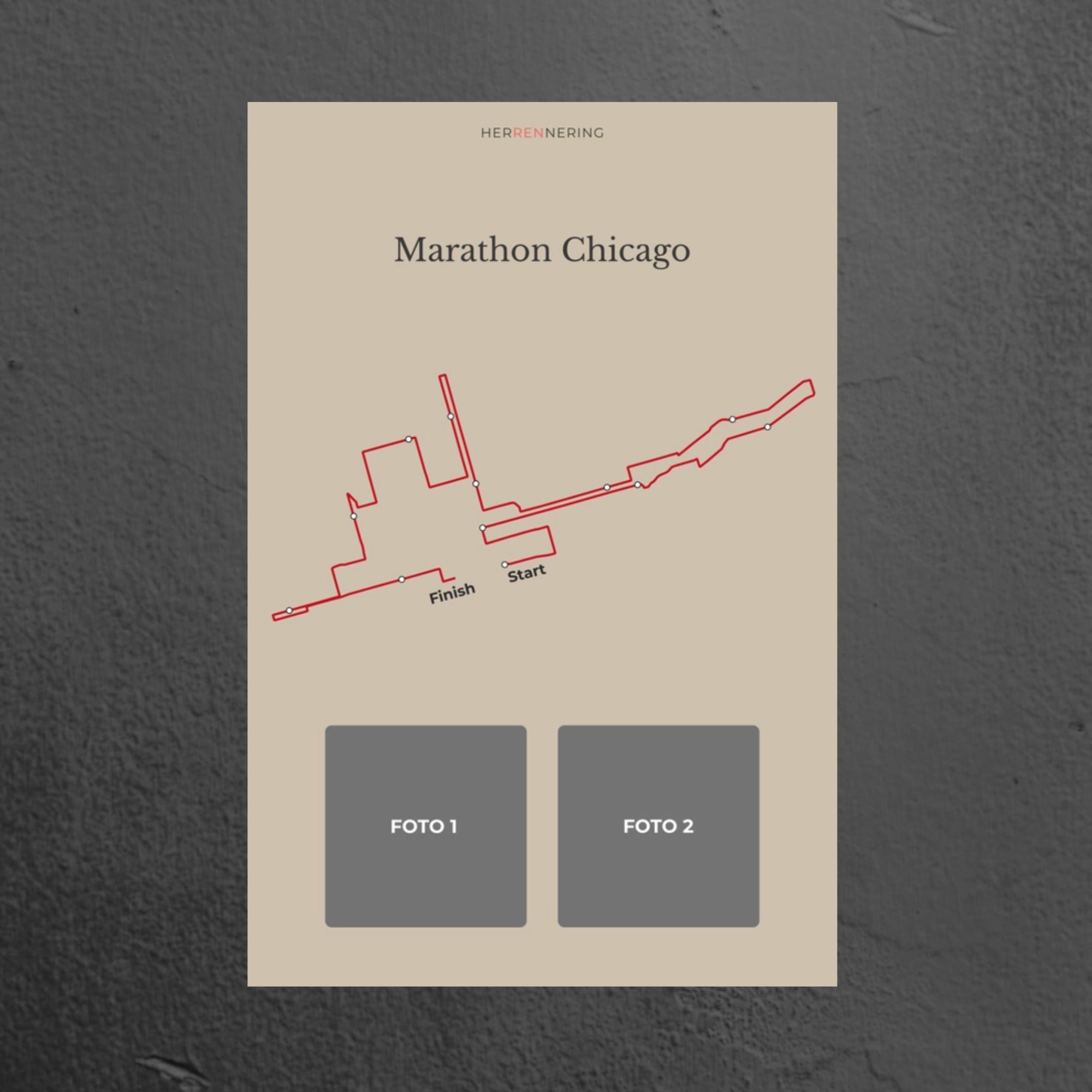 Marathon Chicago (Beige) - Gepersonaliseerde Herinneringsplaat