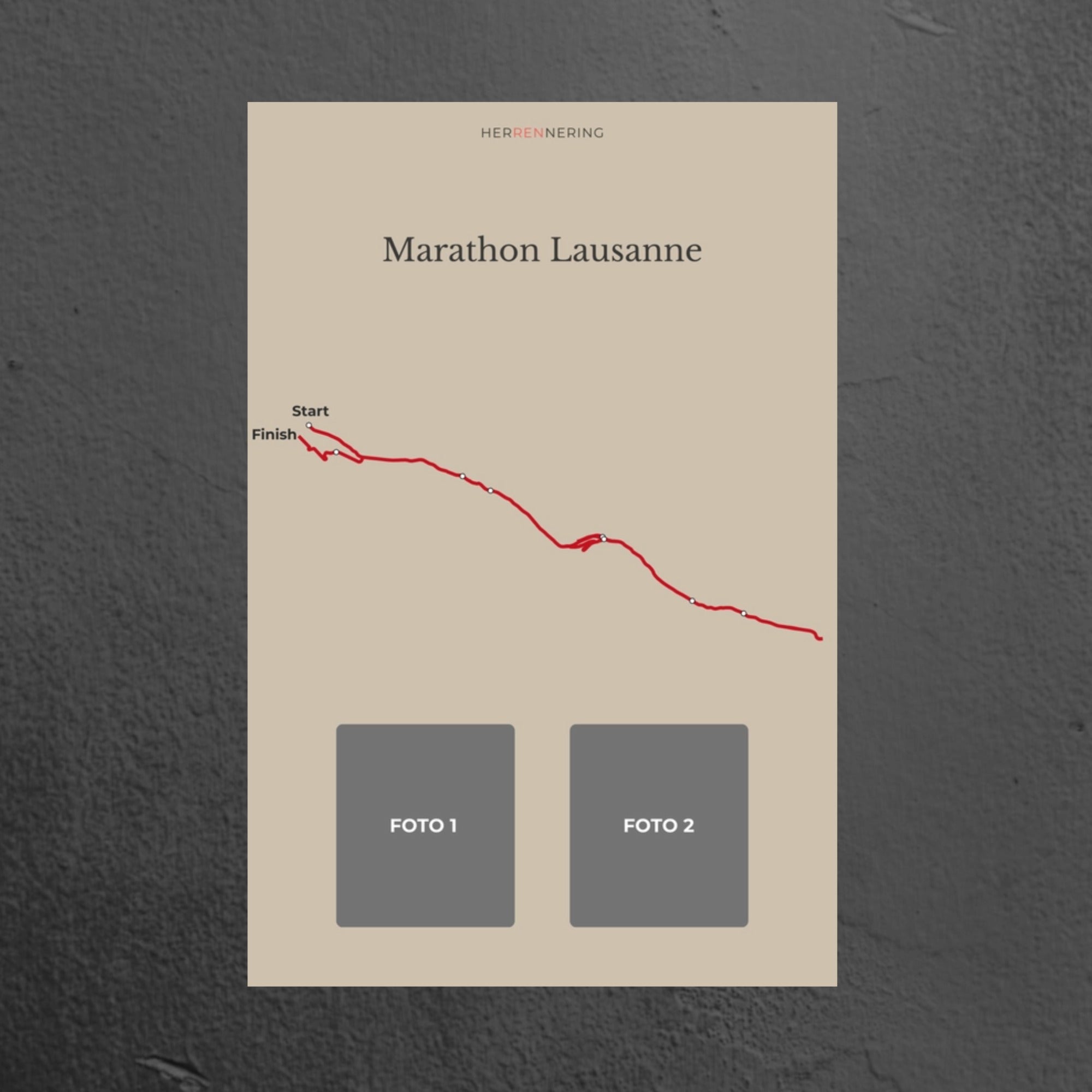 Marathon Lausanne (Beige) - Gepersonaliseerde Herinneringsplaat