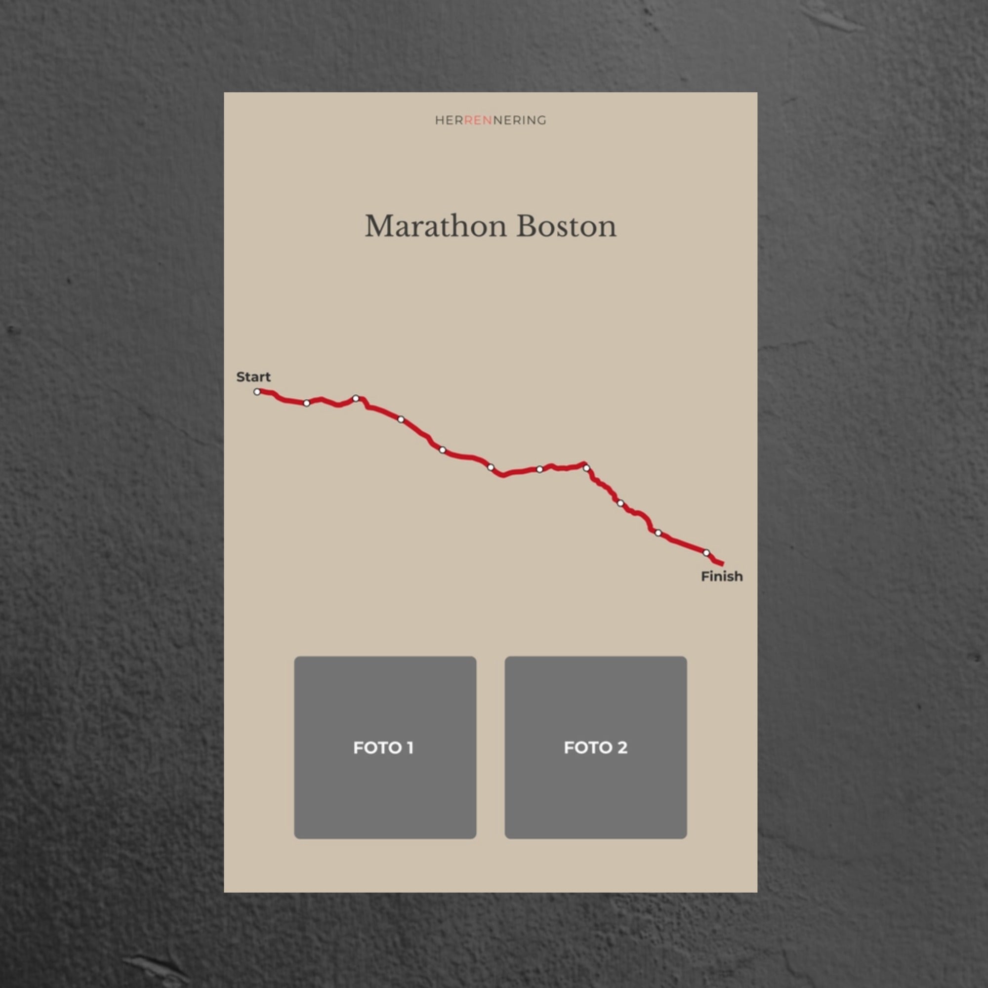 Marathon Boston (Beige) - Gepersonaliseerde Herinneringsplaat