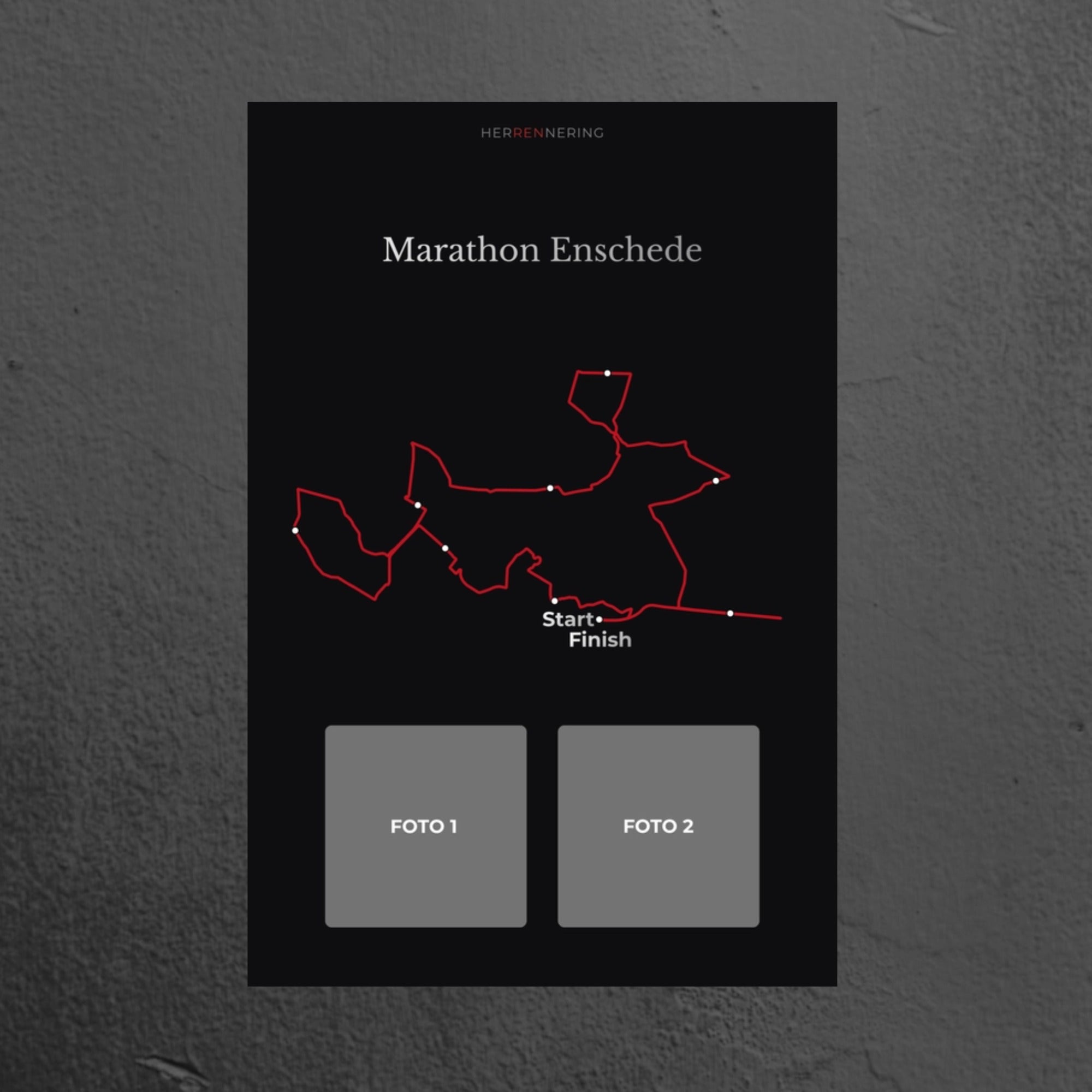 Marathon Enschede (Zwart) - Gepersonaliseerde Herinneringsplaat