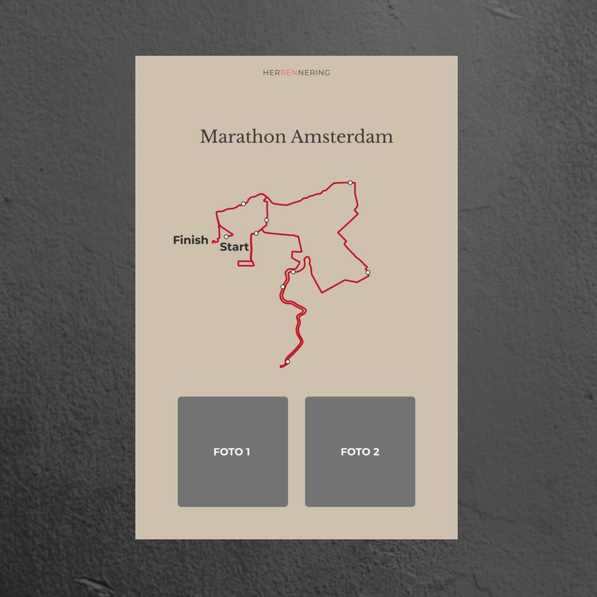 Marathon Amsterdam (Beige) - Gepersonaliseerde Herinneringsplaat