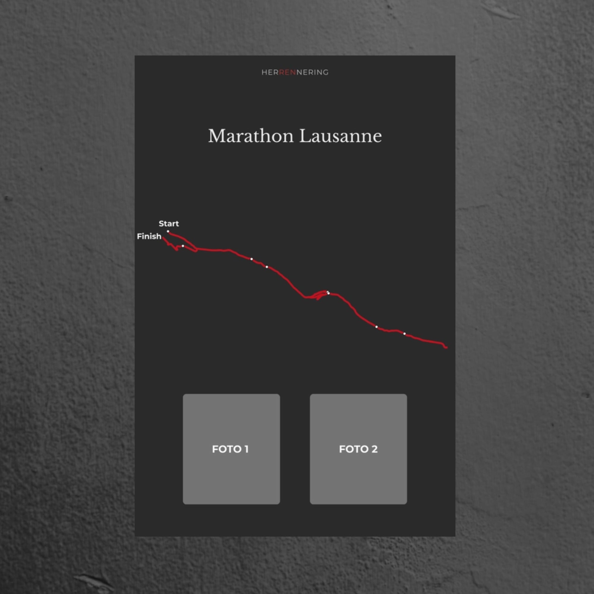 Marathon Lausanne (Grijs) - Gepersonaliseerde Herinneringsplaat