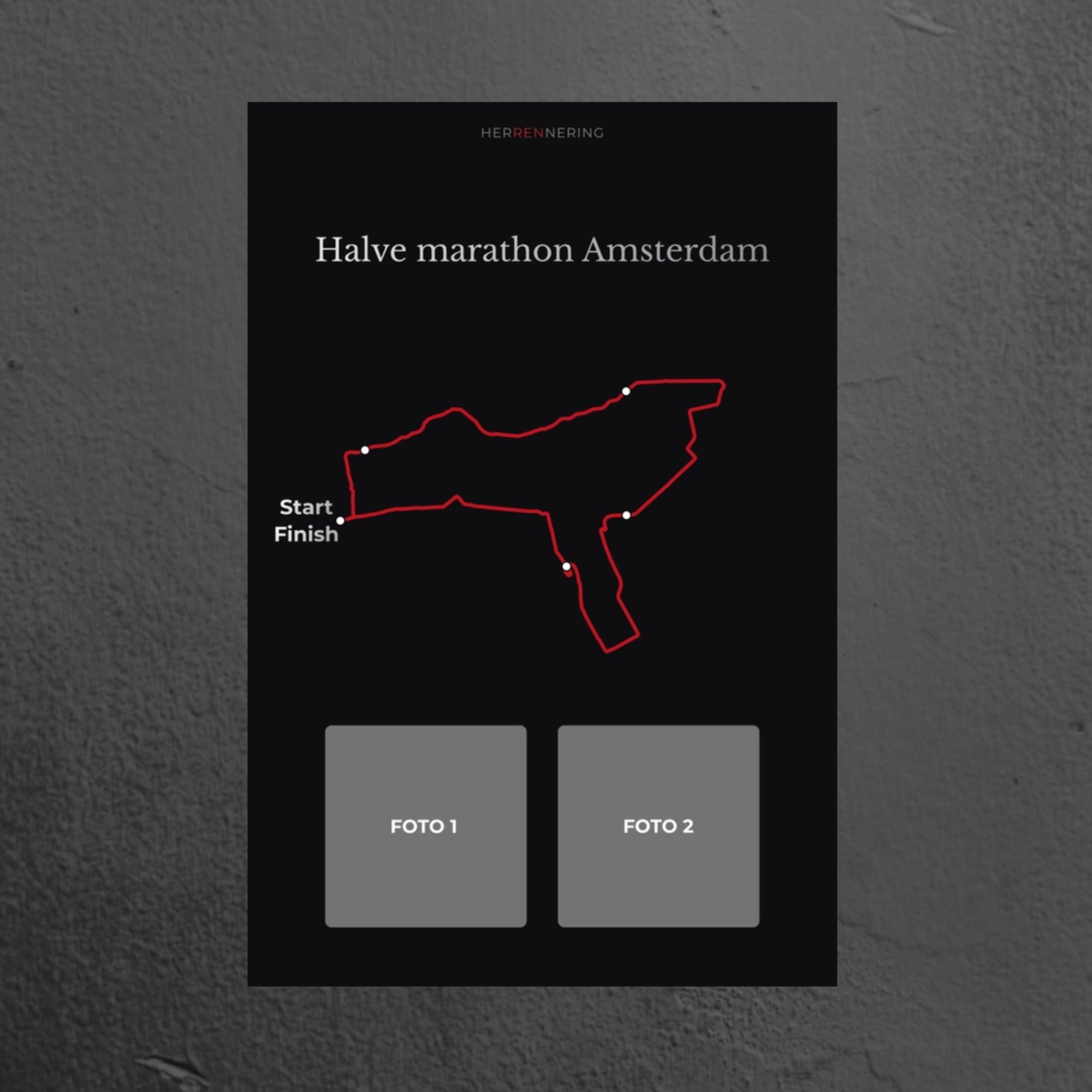 Halve marathon Amsterdam (Zwart) - Gepersonaliseerde Herinneringsplaat
