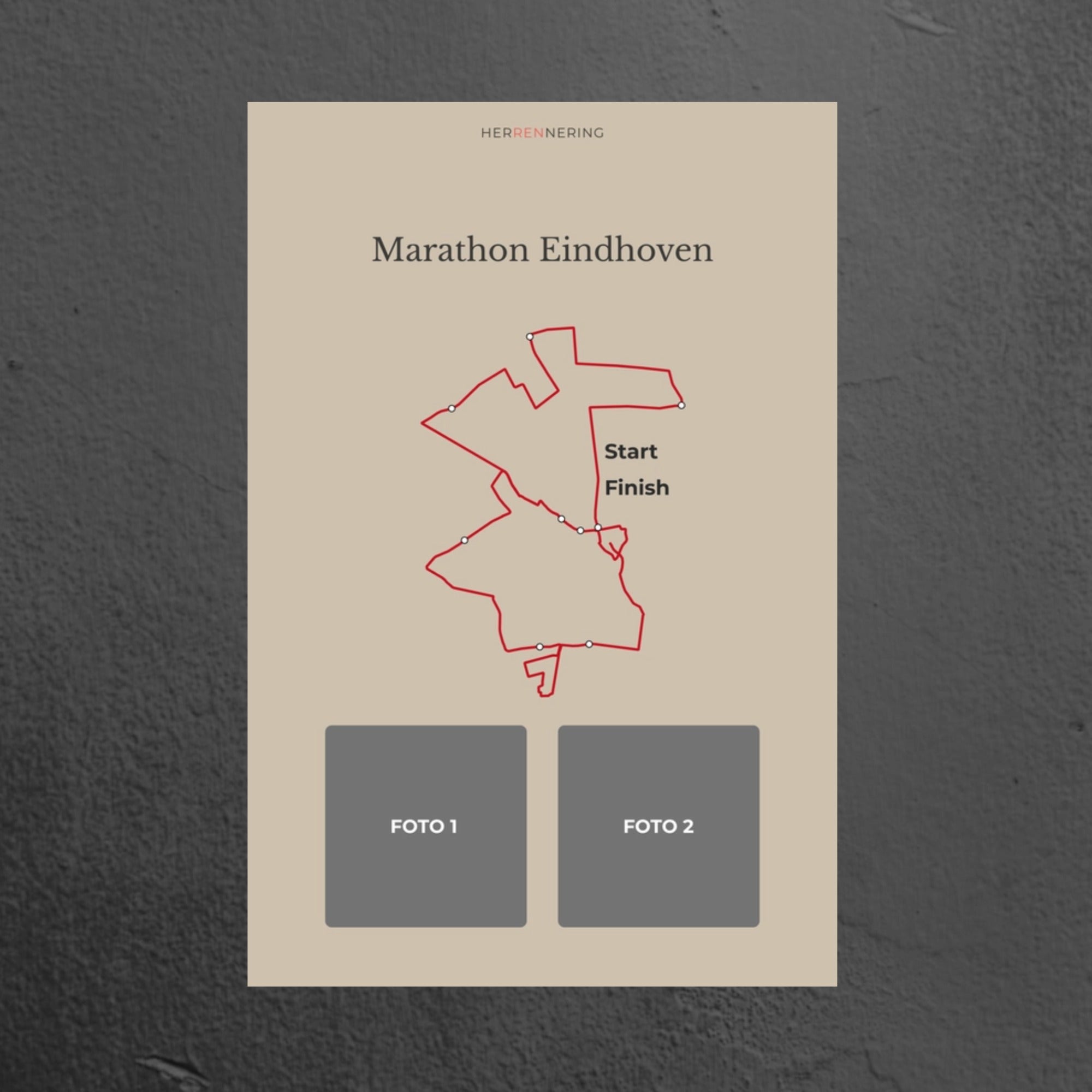 Marathon Eindhoven (Beige) - Gepersonaliseerde Herinneringsplaat