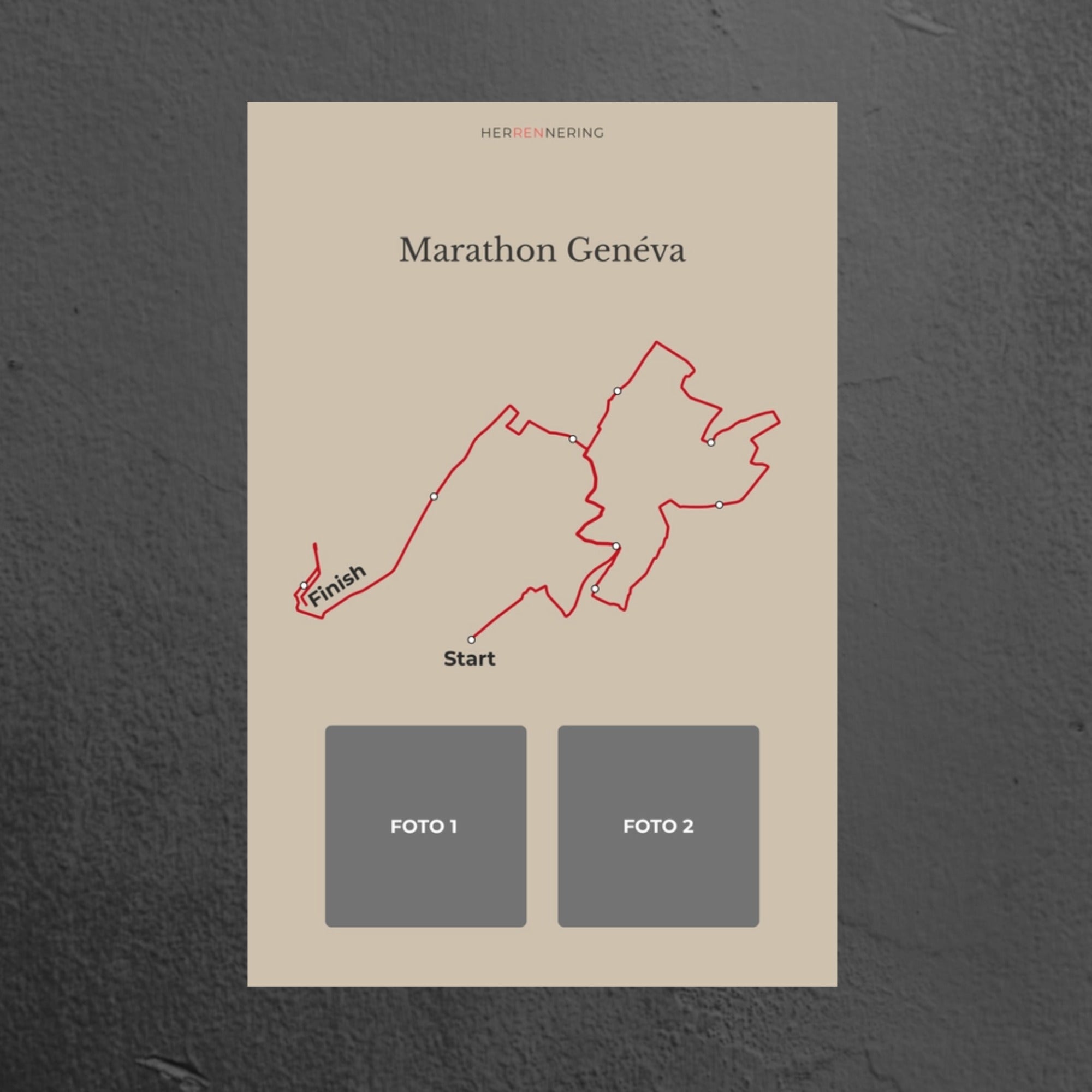 Marathon Geneva (Beige) - Gepersonaliseerde Herinneringsplaat