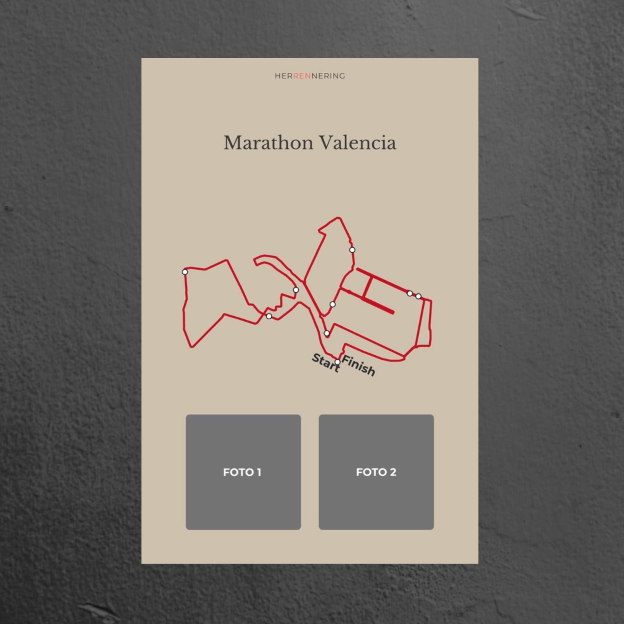 Marathon Valencia (Beige) - Gepersonaliseerde Herinneringsplaat