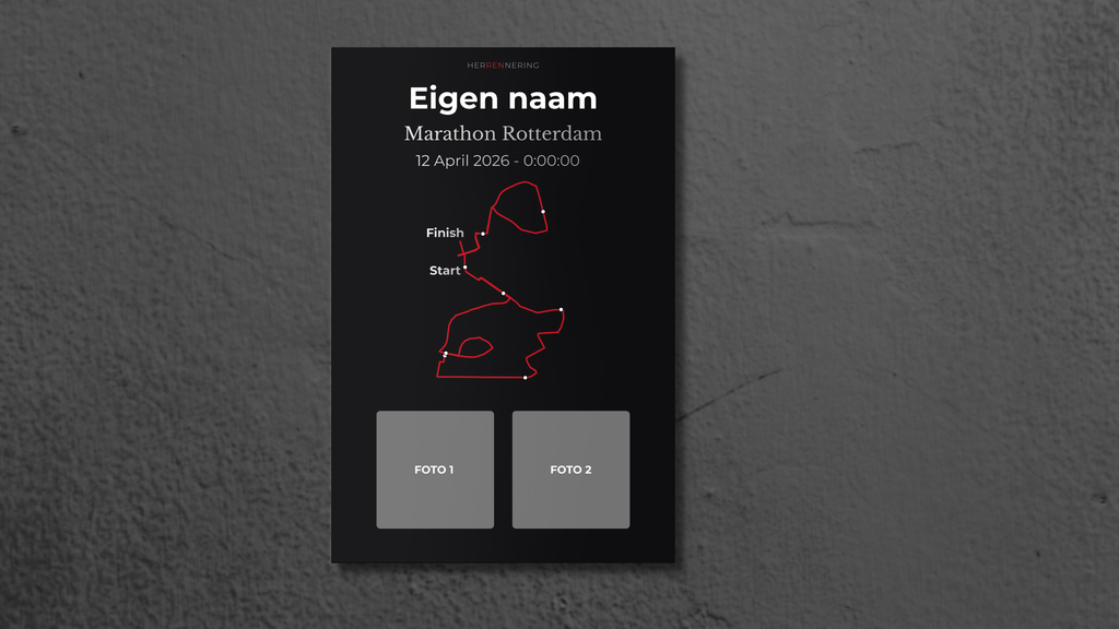 Marathon Rotterdam 2025 - Gepersonaliseerde Herinneringsplaat