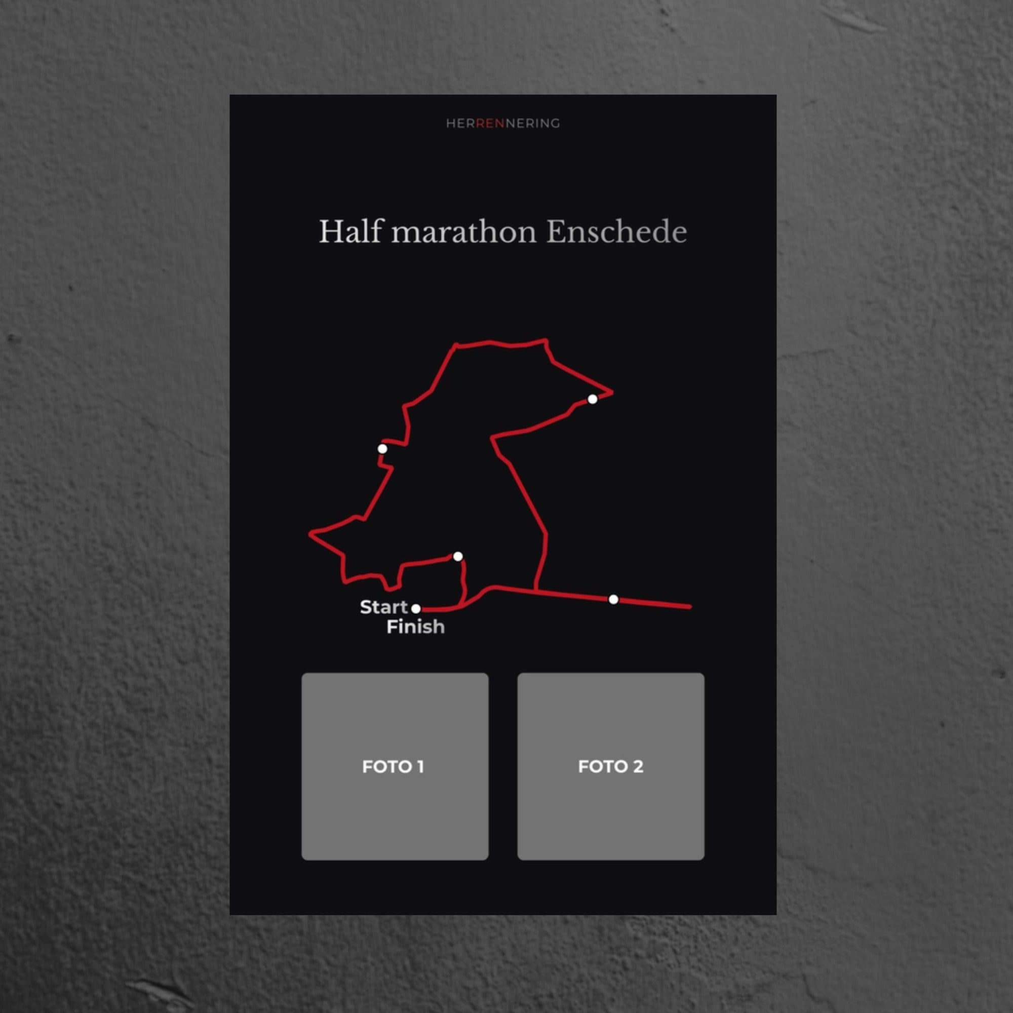 Half marathon Enschede (Zwart) - Gepersonaliseerde Herinneringsplaat