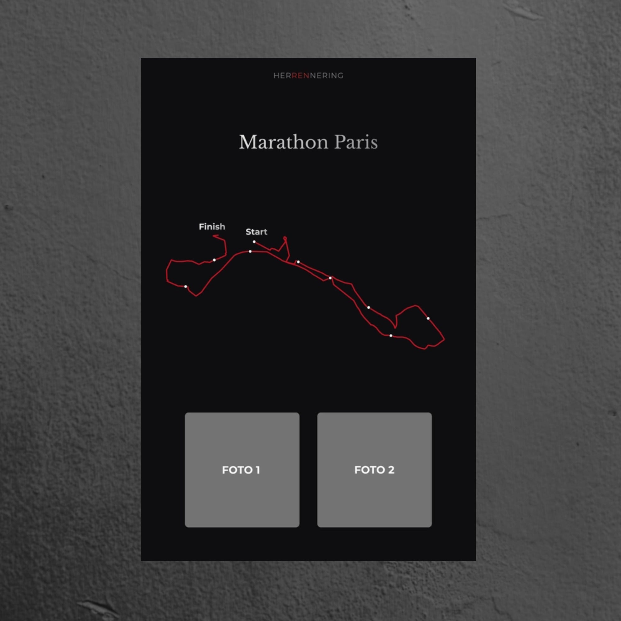 Marathon Paris (Zwart) - Gepersonaliseerde Herinneringsplaat