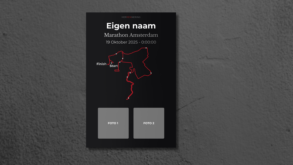 Marathon Amsterdam - Gepersonaliseerde Herinneringsplaat