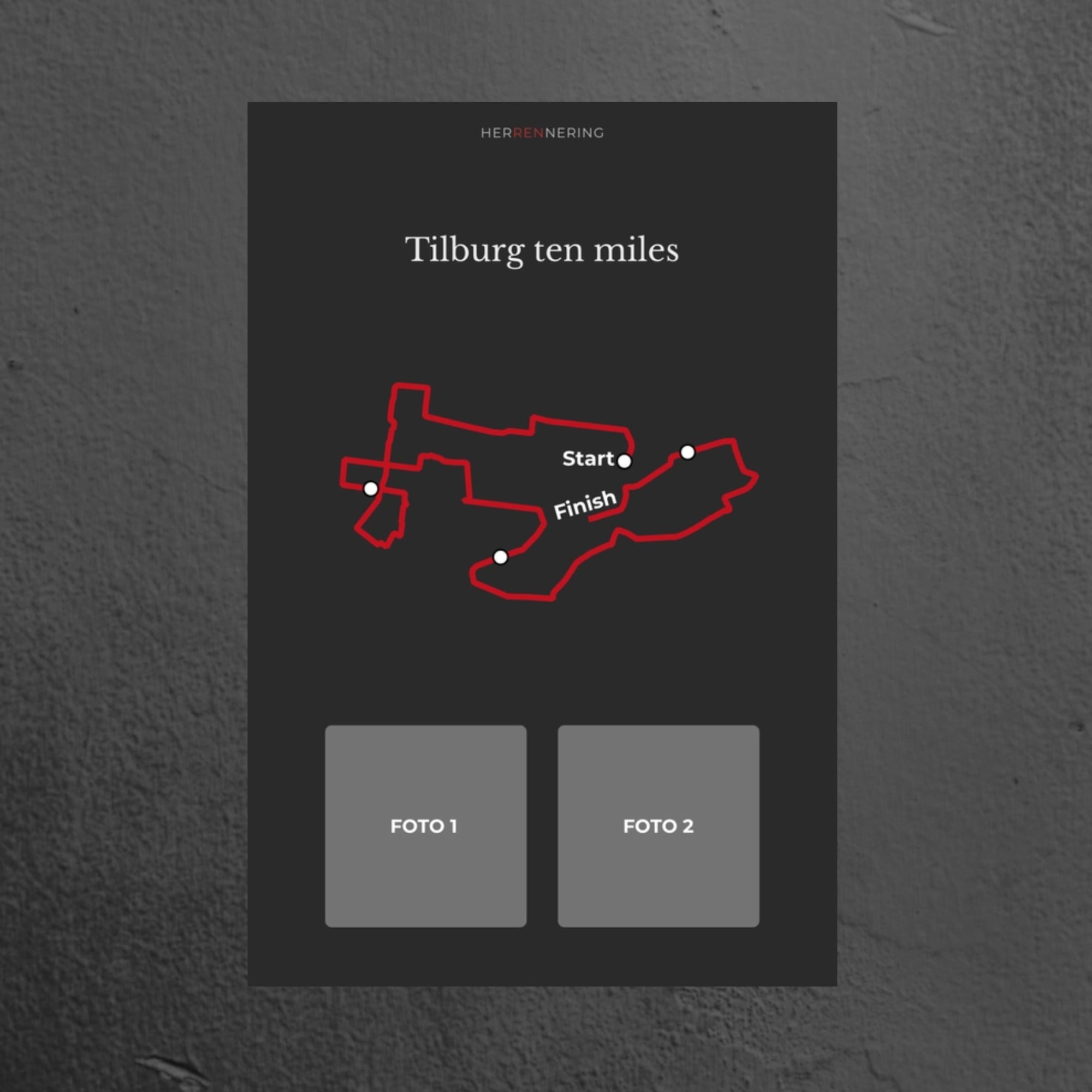 Tilburg ten miles (Grijs) - Gepersonaliseerde Herinneringsplaat