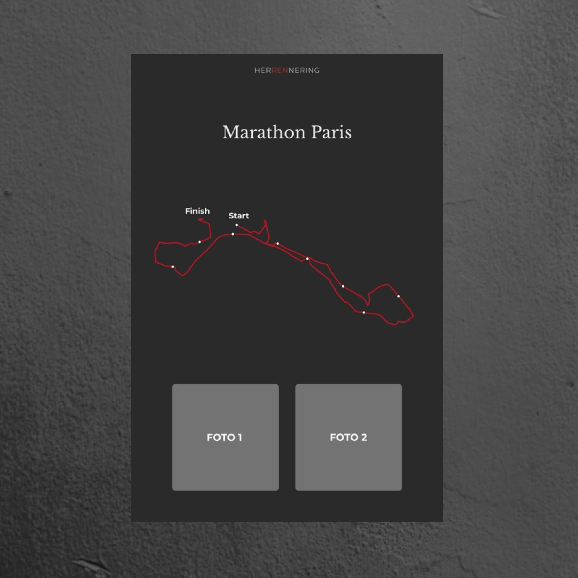 Marathon Paris (Grijs) - Gepersonaliseerde Herinneringsplaat