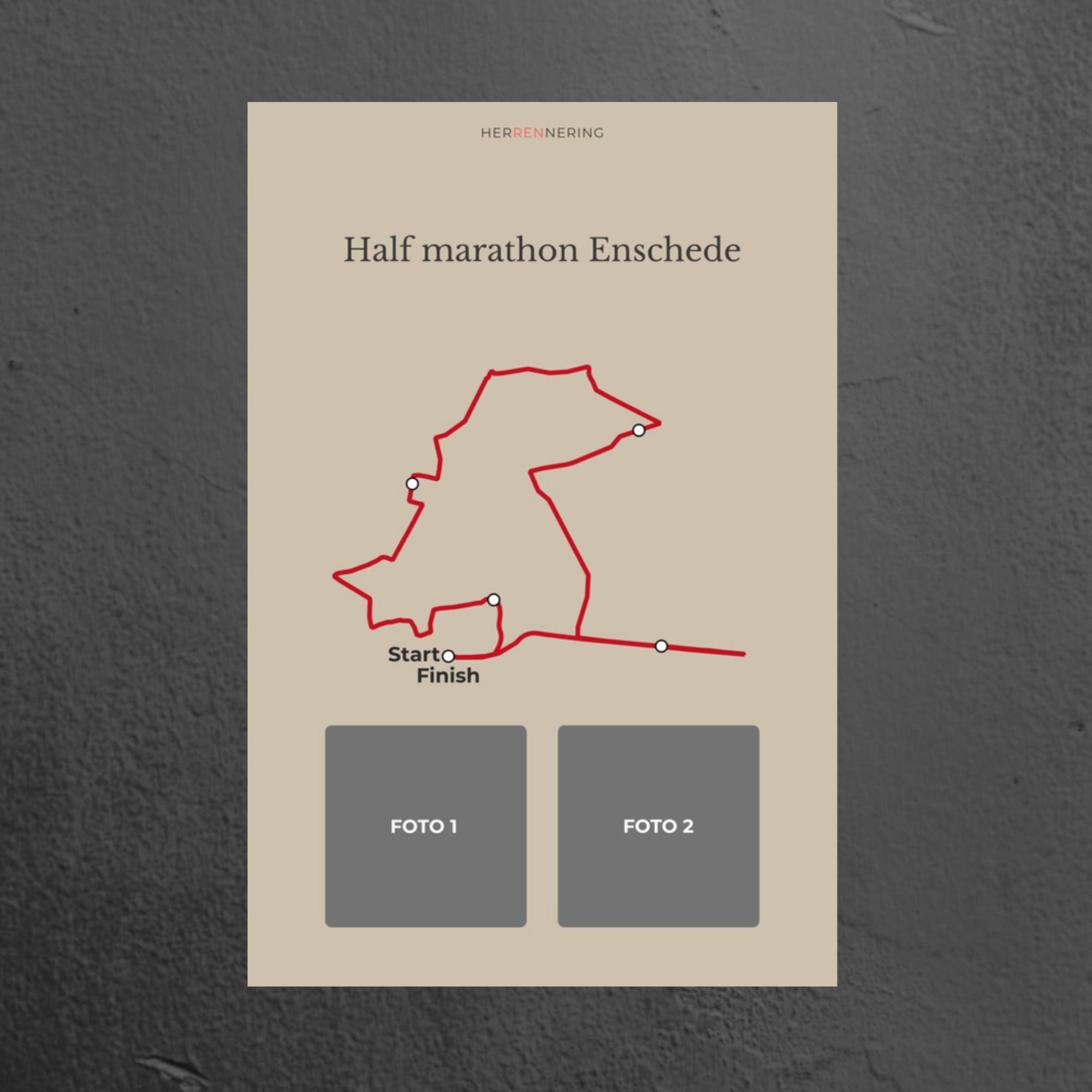 Half marathon Enschede (Beige) - Gepersonaliseerde Herinneringsplaat
