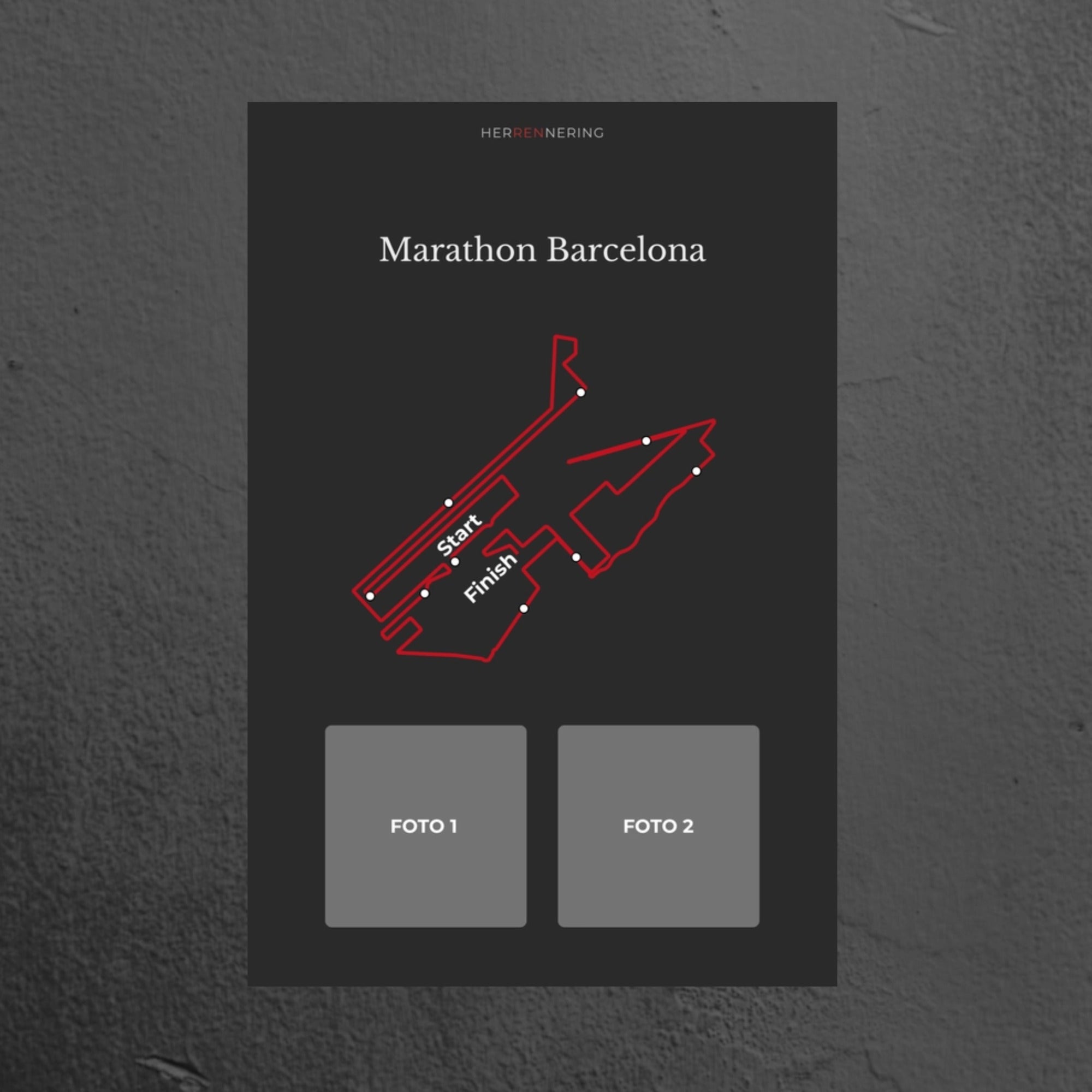 Marathon Barcelona (Grijs) - Gepersonaliseerde Herinneringsplaat