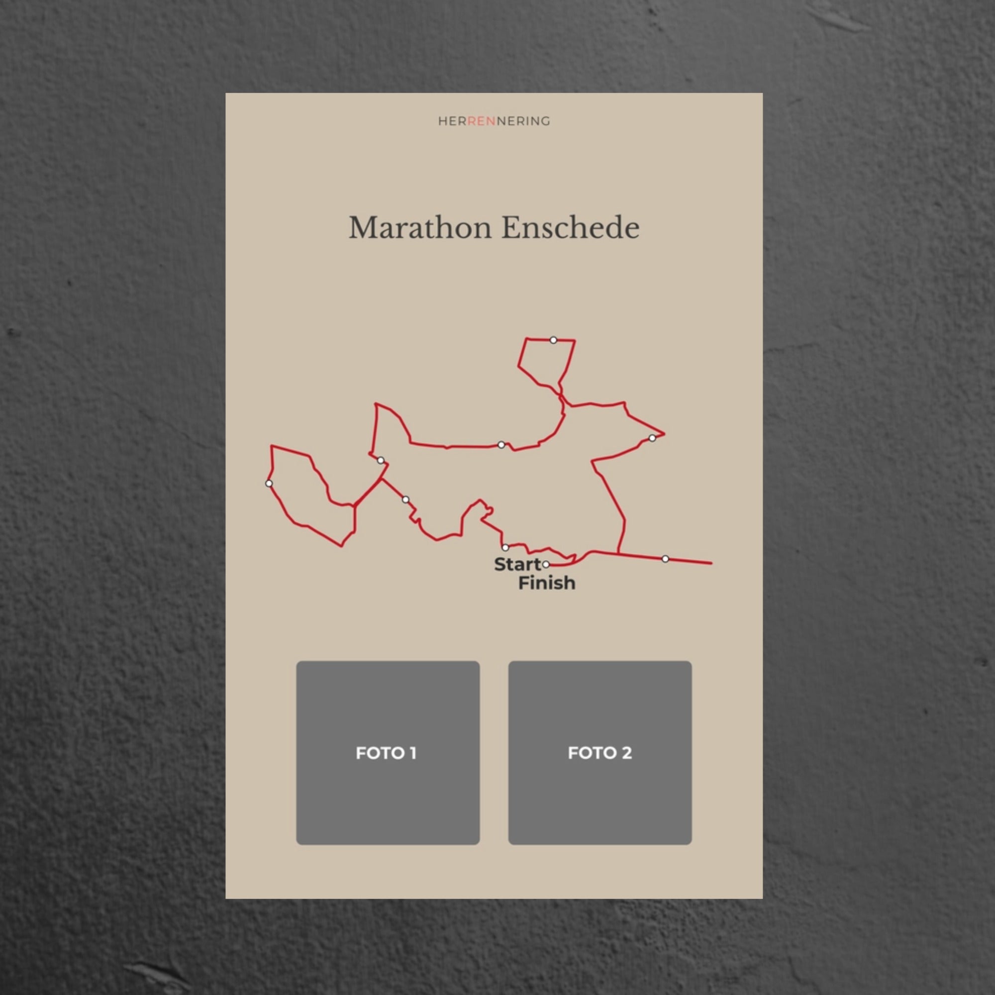 Marathon Enschede (Beige) - Gepersonaliseerde Herinneringsplaat