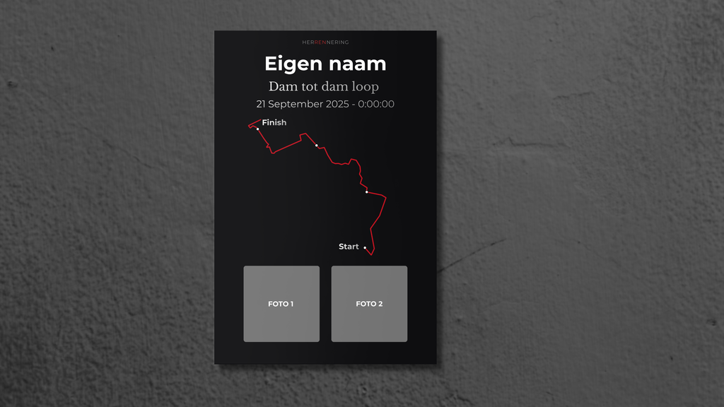 Dam tot dam loop - Gepersonaliseerde Herinneringsplaat