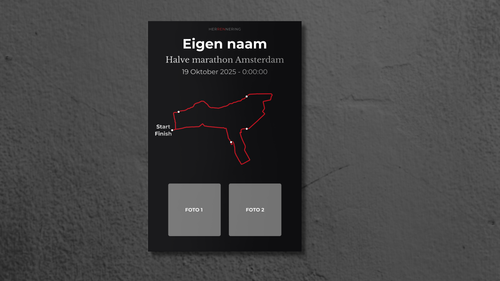 Halve Marathon Amsterdam - Gepersonaliseerde Herinneringsplaat