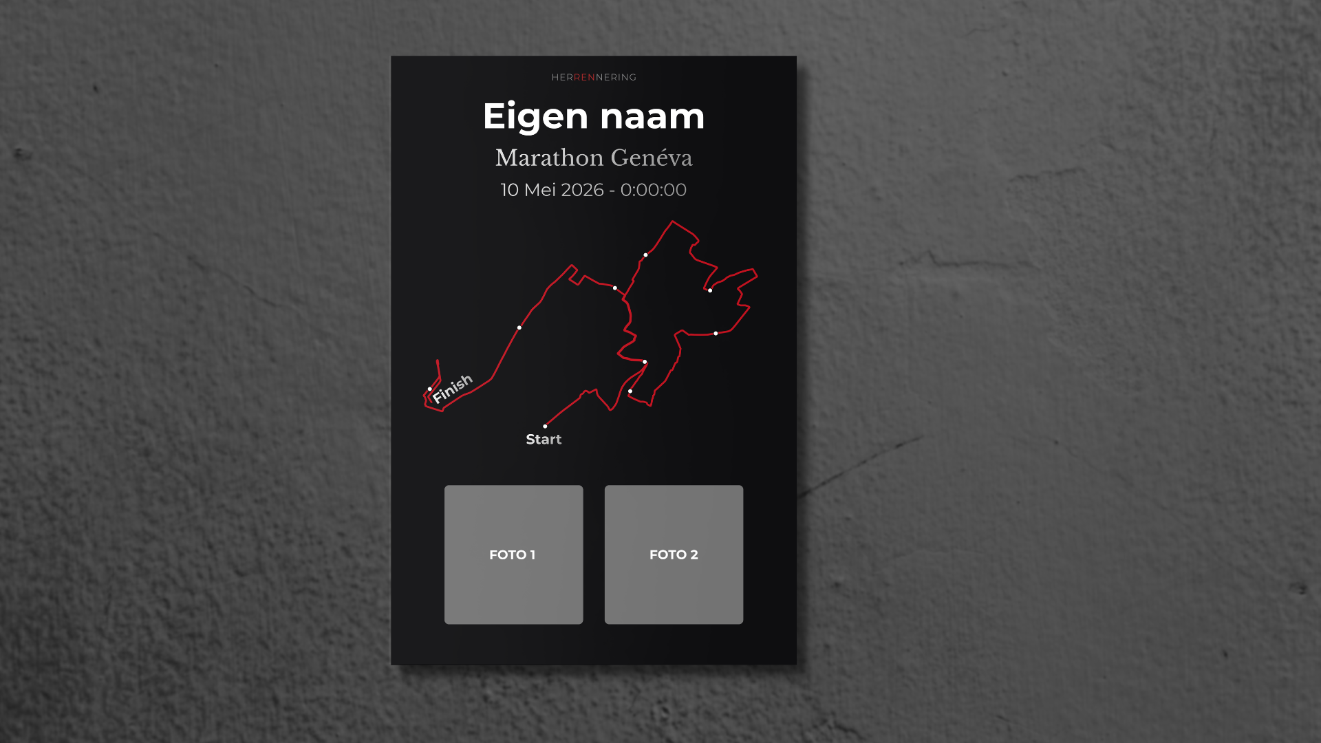 Marathon Geneva - Gepersonaliseerde Herinneringsplaat