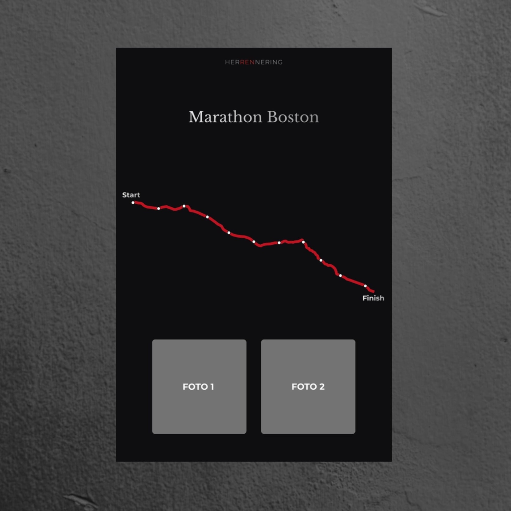 Marathon Boston (Zwart) - Gepersonaliseerde Herinneringsplaat