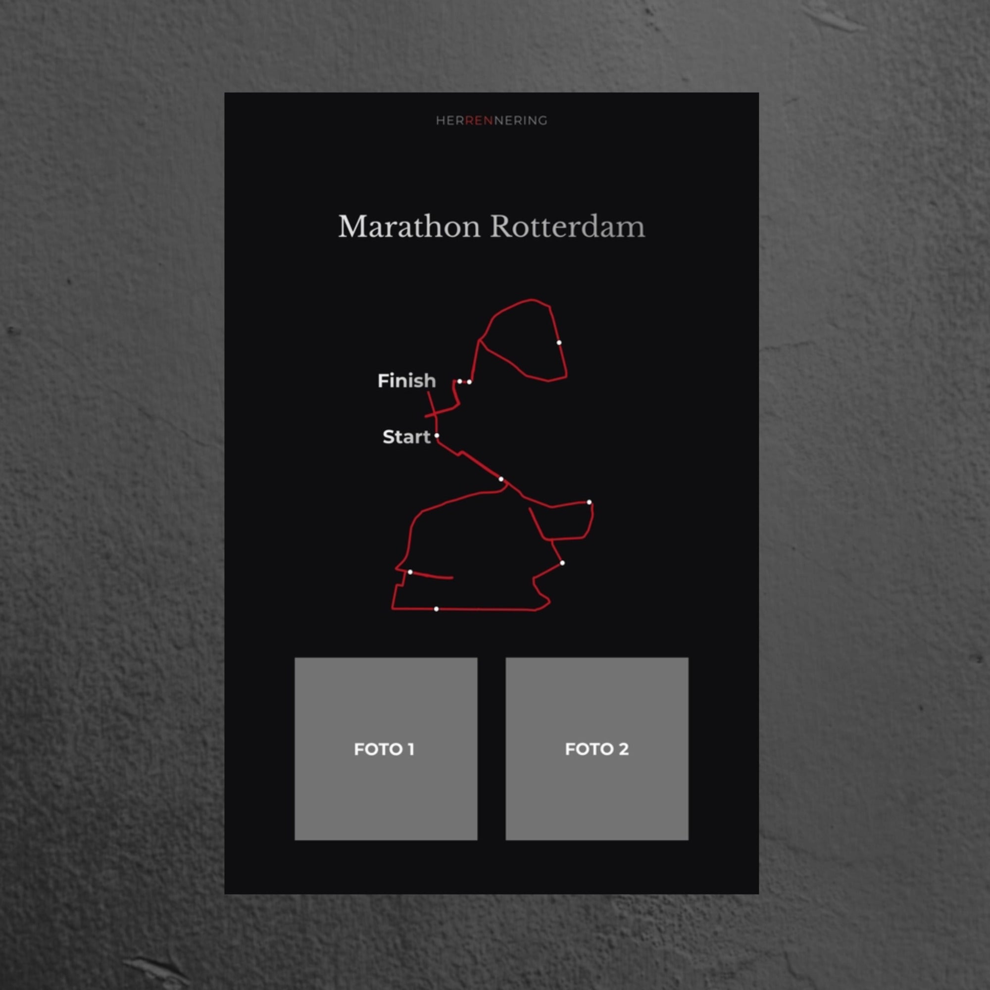 Marathon Rotterdam 2026 (Zwart) - Gepersonaliseerde Herinneringsplaat
