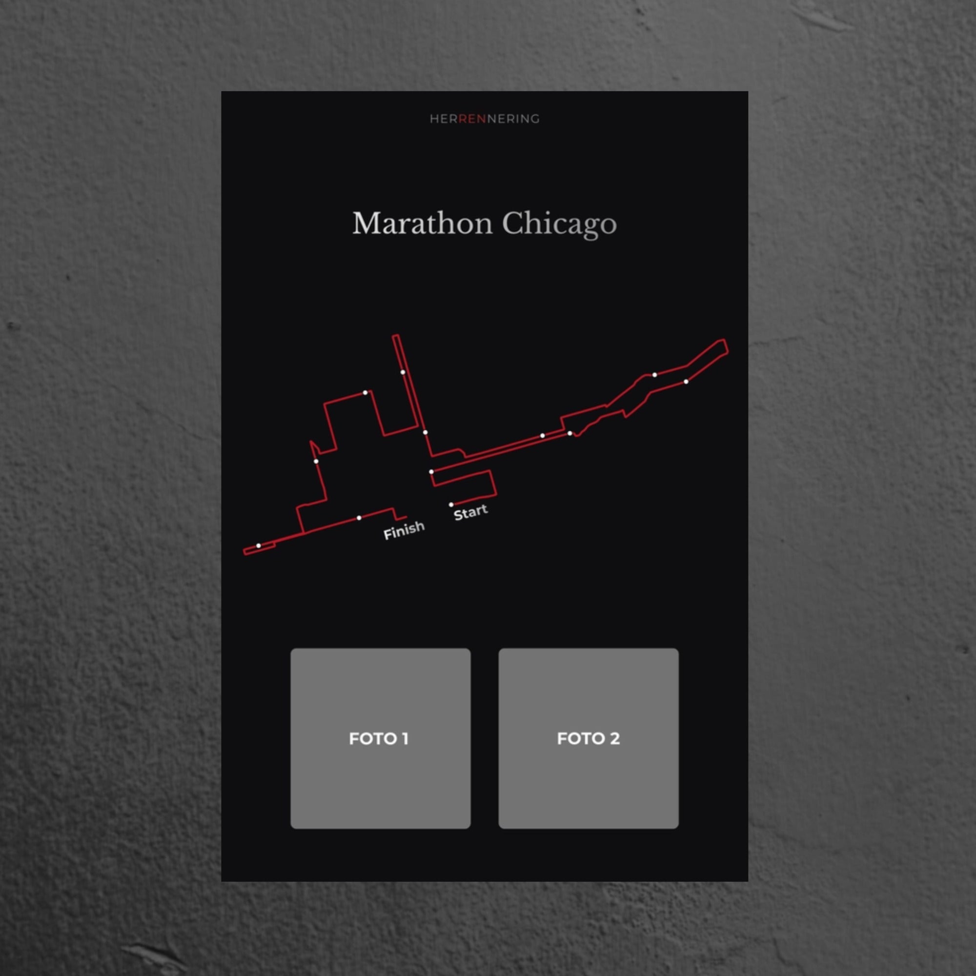 Marathon Chicago (Zwart) - Gepersonaliseerde Herinneringsplaat
