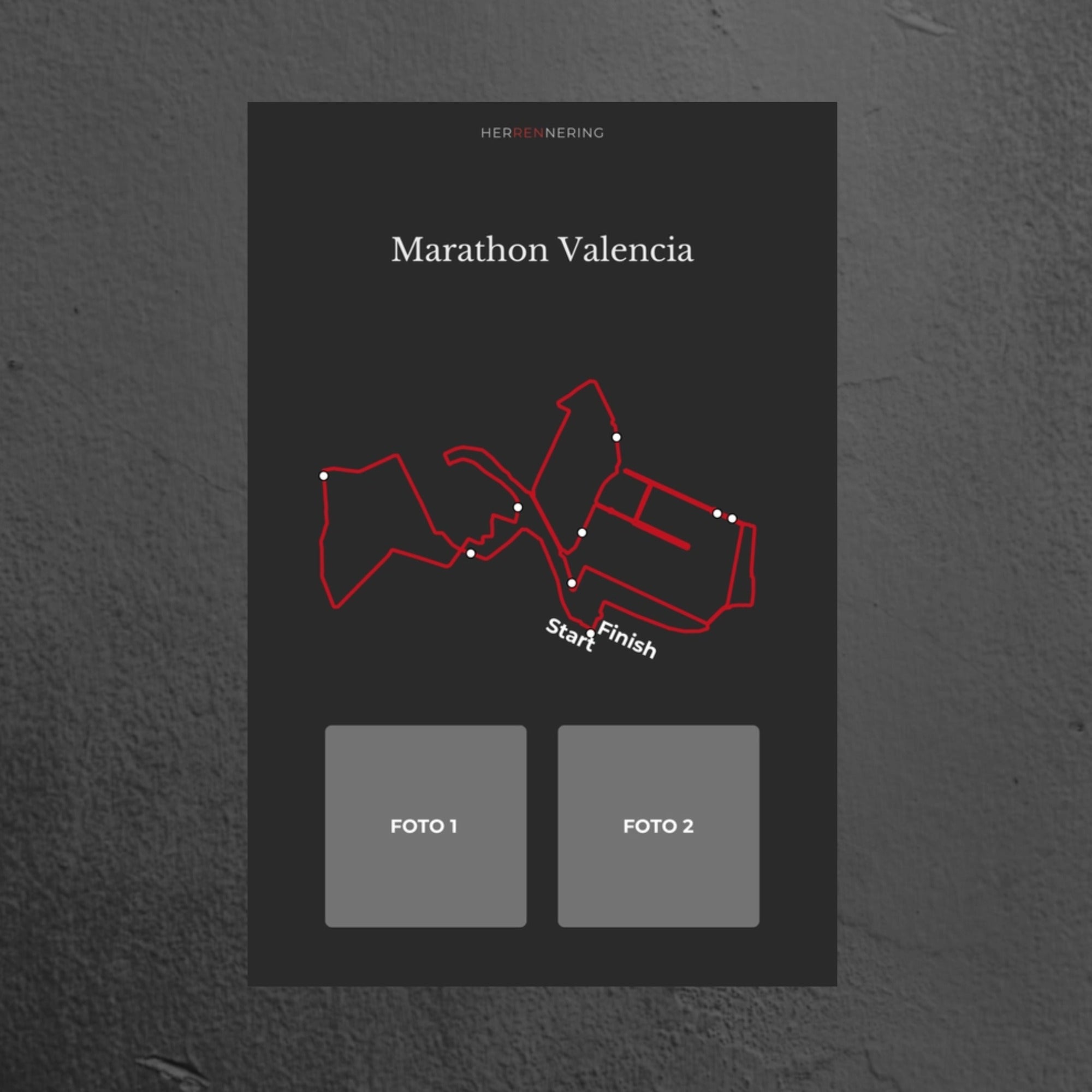 Marathon Valencia (Grijs) - Gepersonaliseerde Herinneringsplaat