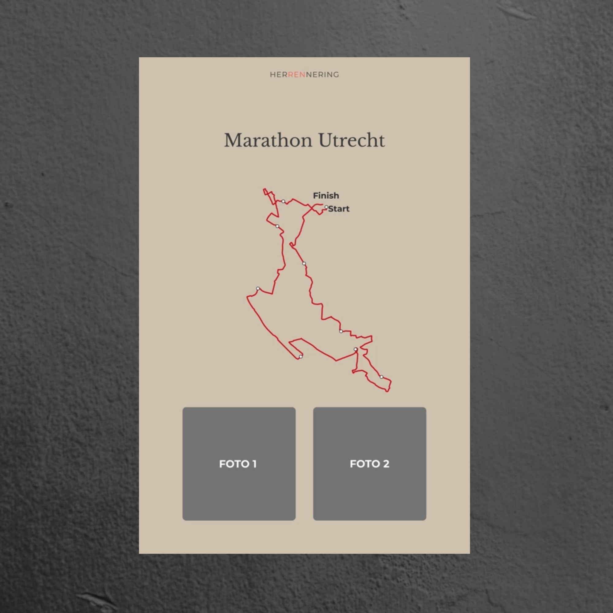 Marathon Utrecht (Beige) - Gepersonaliseerde Herinneringsplaat