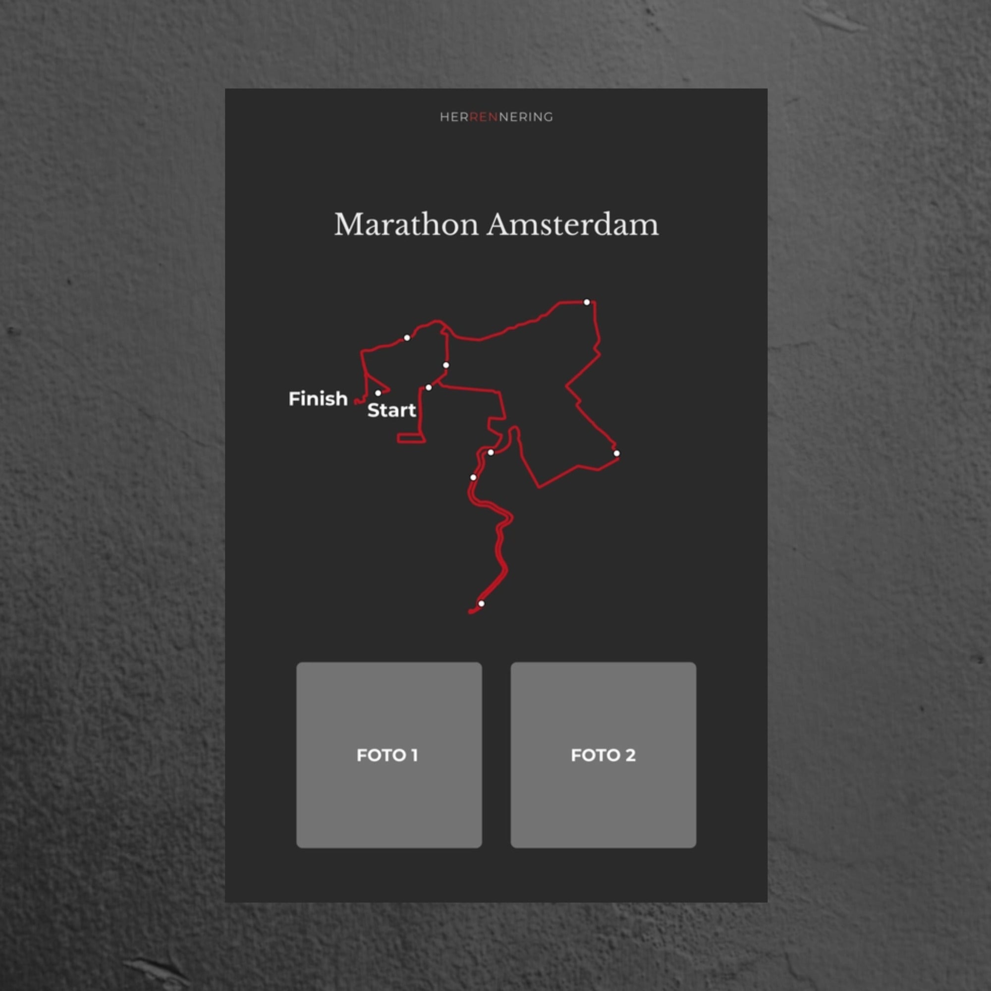 Marathon Amsterdam (Grijs) - Gepersonaliseerde Herinneringsplaat