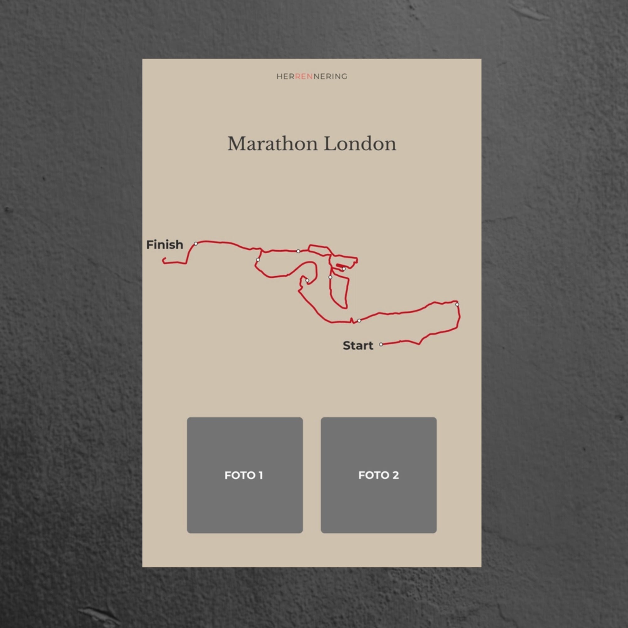 Marathon London (Beige) - Gepersonaliseerde Herinneringsplaat