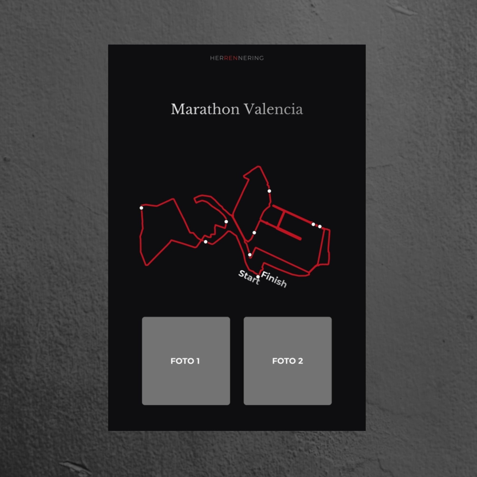 Marathon Valencia (Zwart) - Gepersonaliseerde Herinneringsplaat