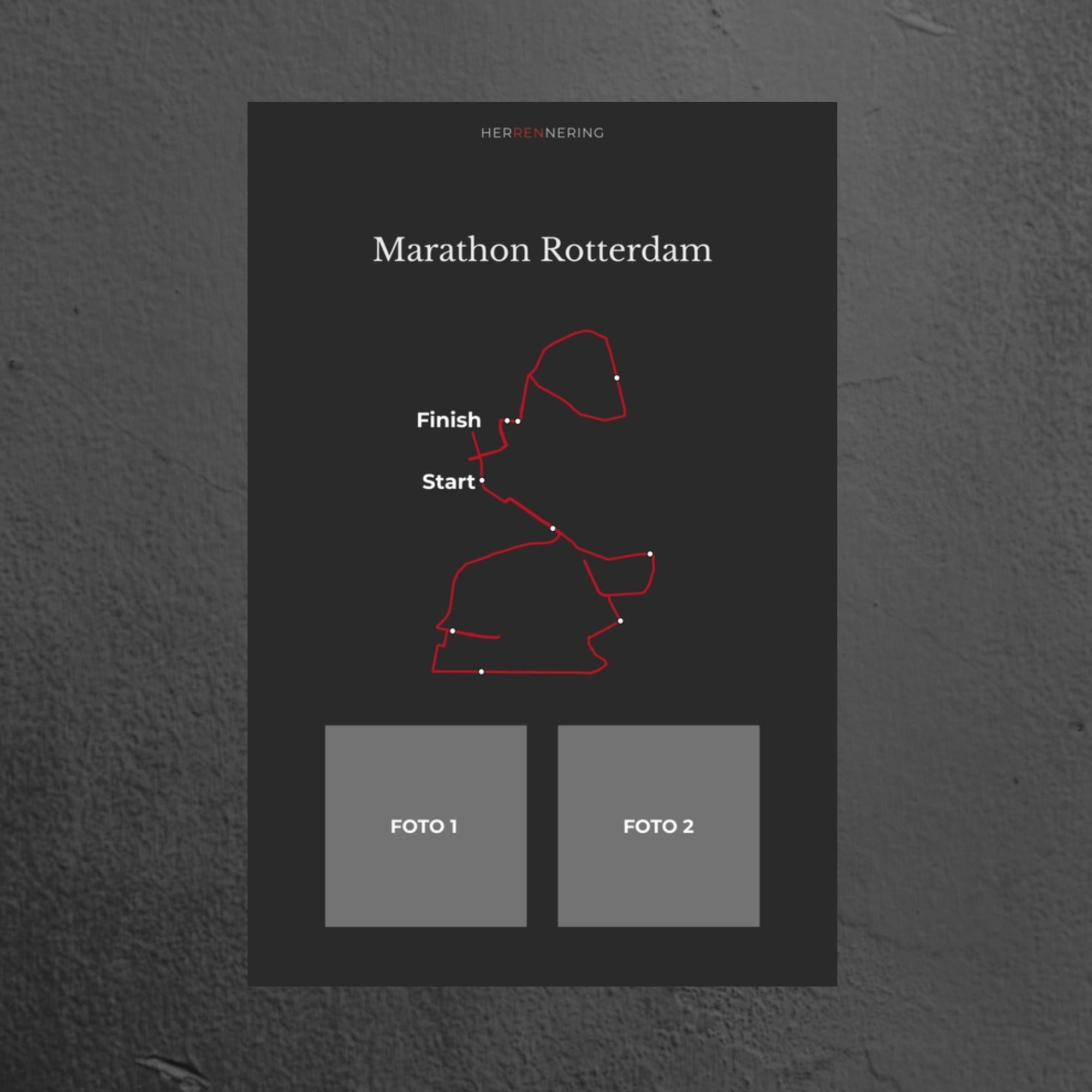 Marathon Rotterdam 2026 (Grijs) - Gepersonaliseerde Herinneringsplaat