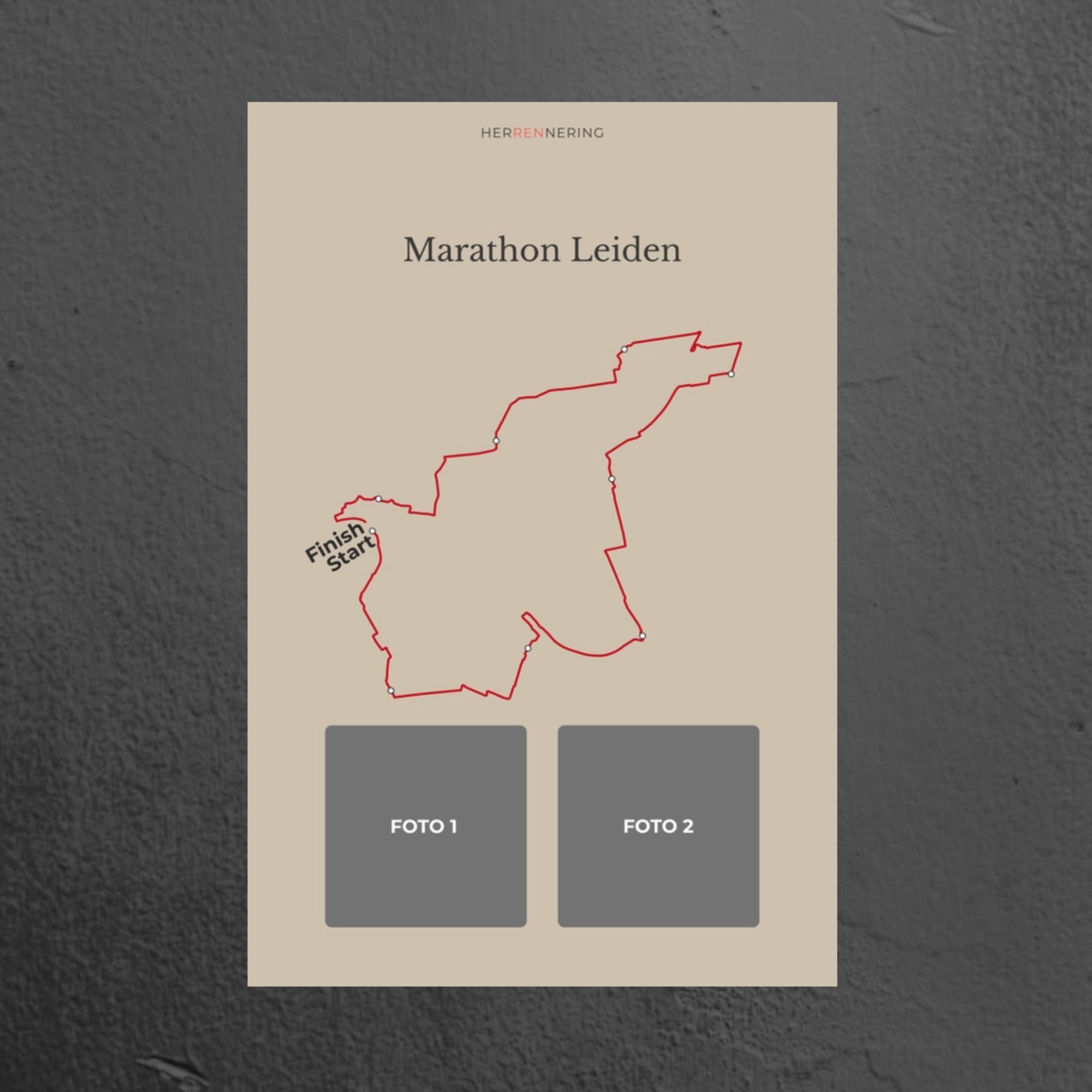 Marathon Leiden (Beige) - Gepersonaliseerde Herinneringsplaat