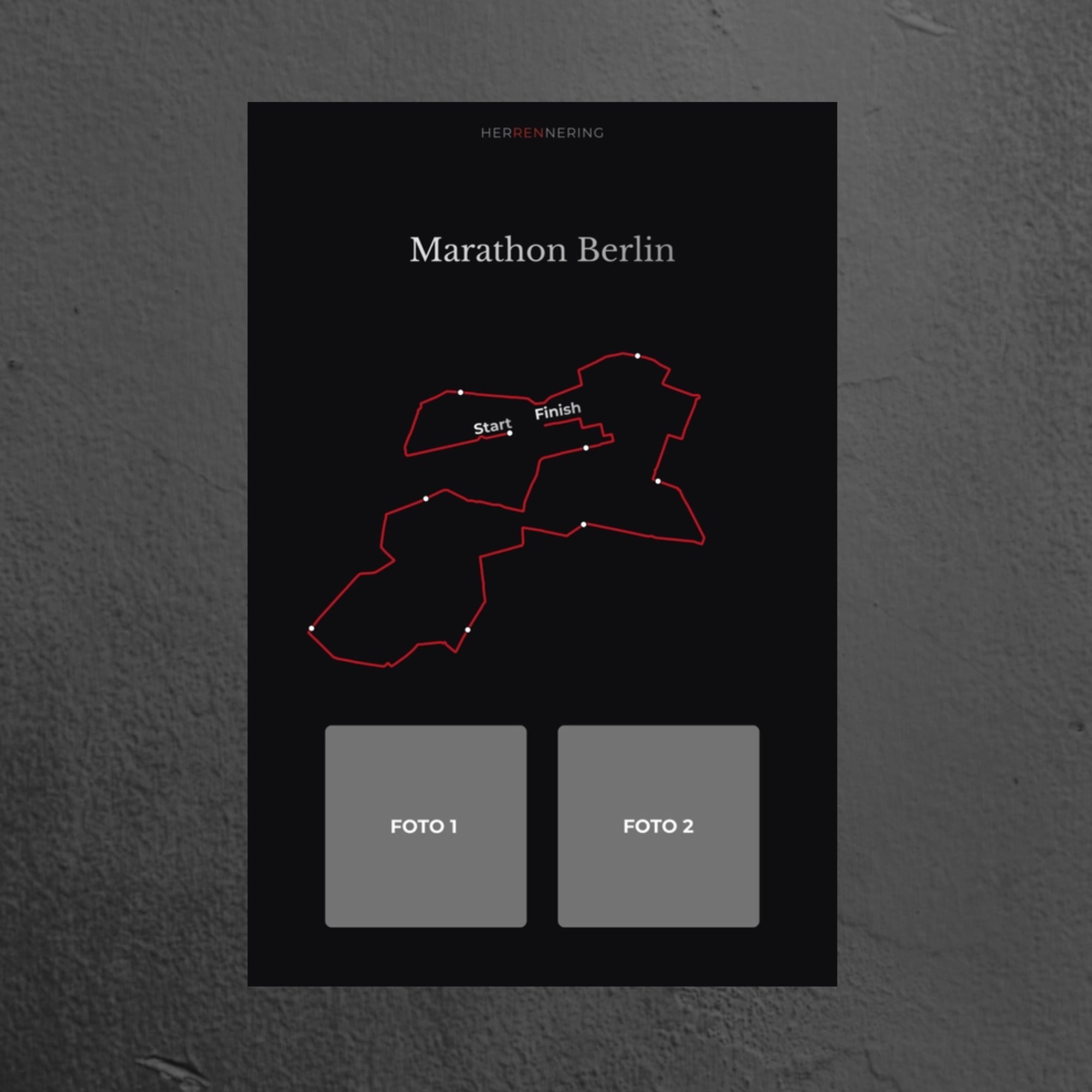 Marathon Berlin (Zwart) - Gepersonaliseerde Herinneringsplaat